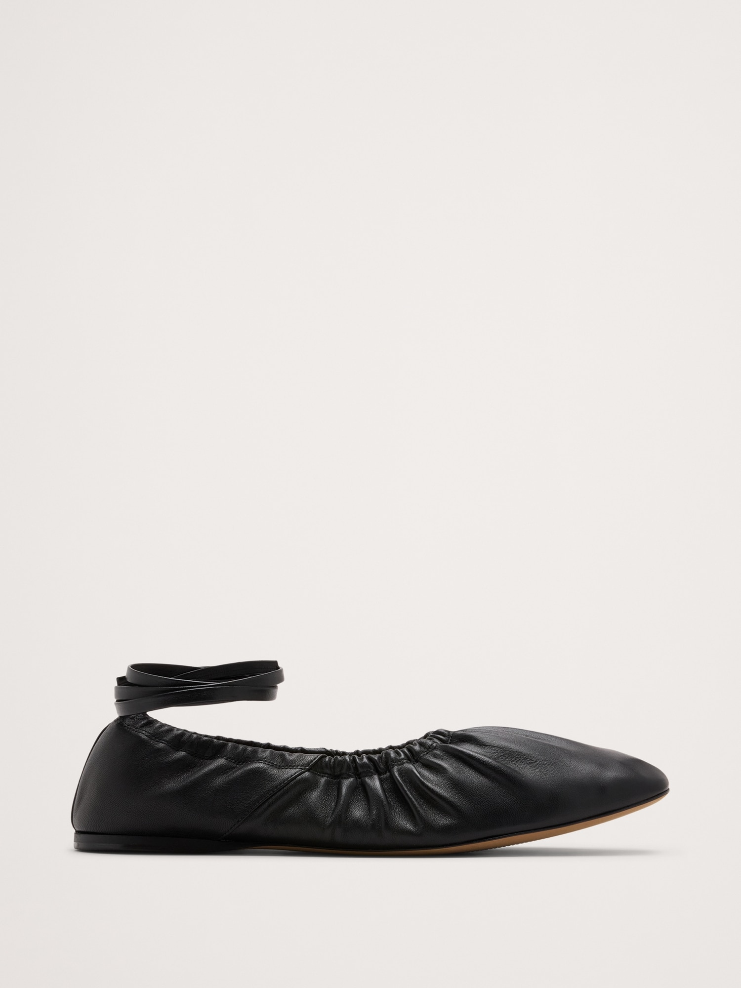 Image number 1 showing, RUCHED LEATHER BALLET FLAT