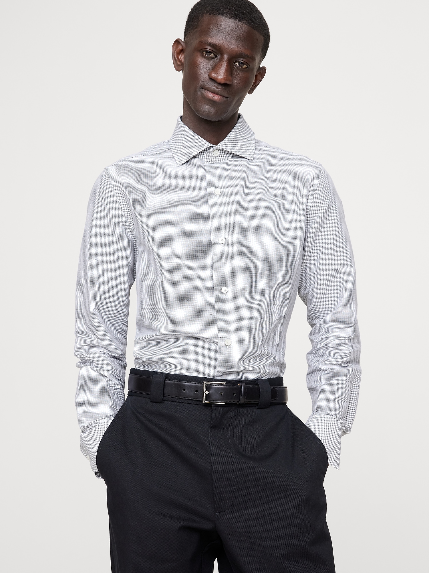 Slim-Fit Linen-Cotton Dress Shirt