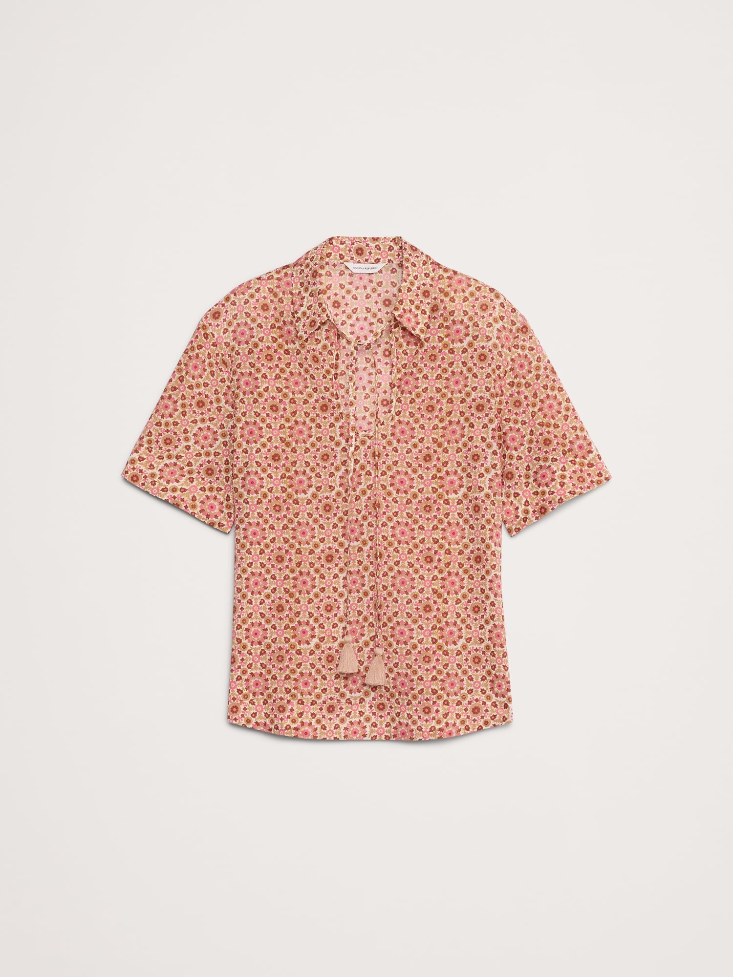 Image number 7 showing, COTTON POPOVER SHIRT WITH TASSEL TIE