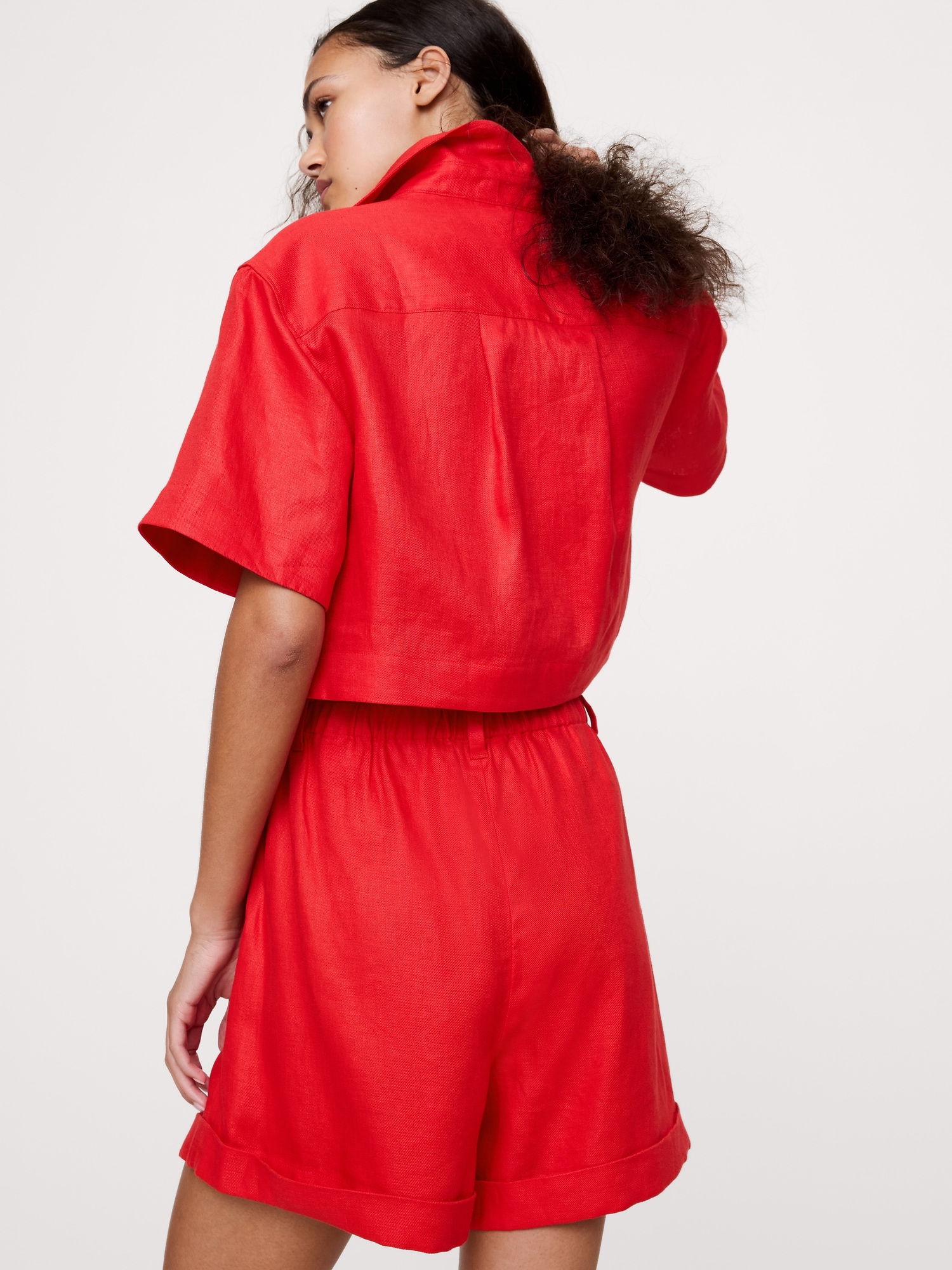 Image number 3 showing, Oversized Linen Cropped Resort Shirt