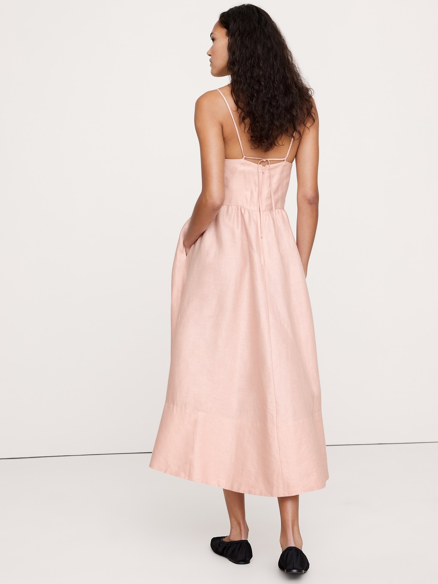 Linen Corset Long Midi Dress