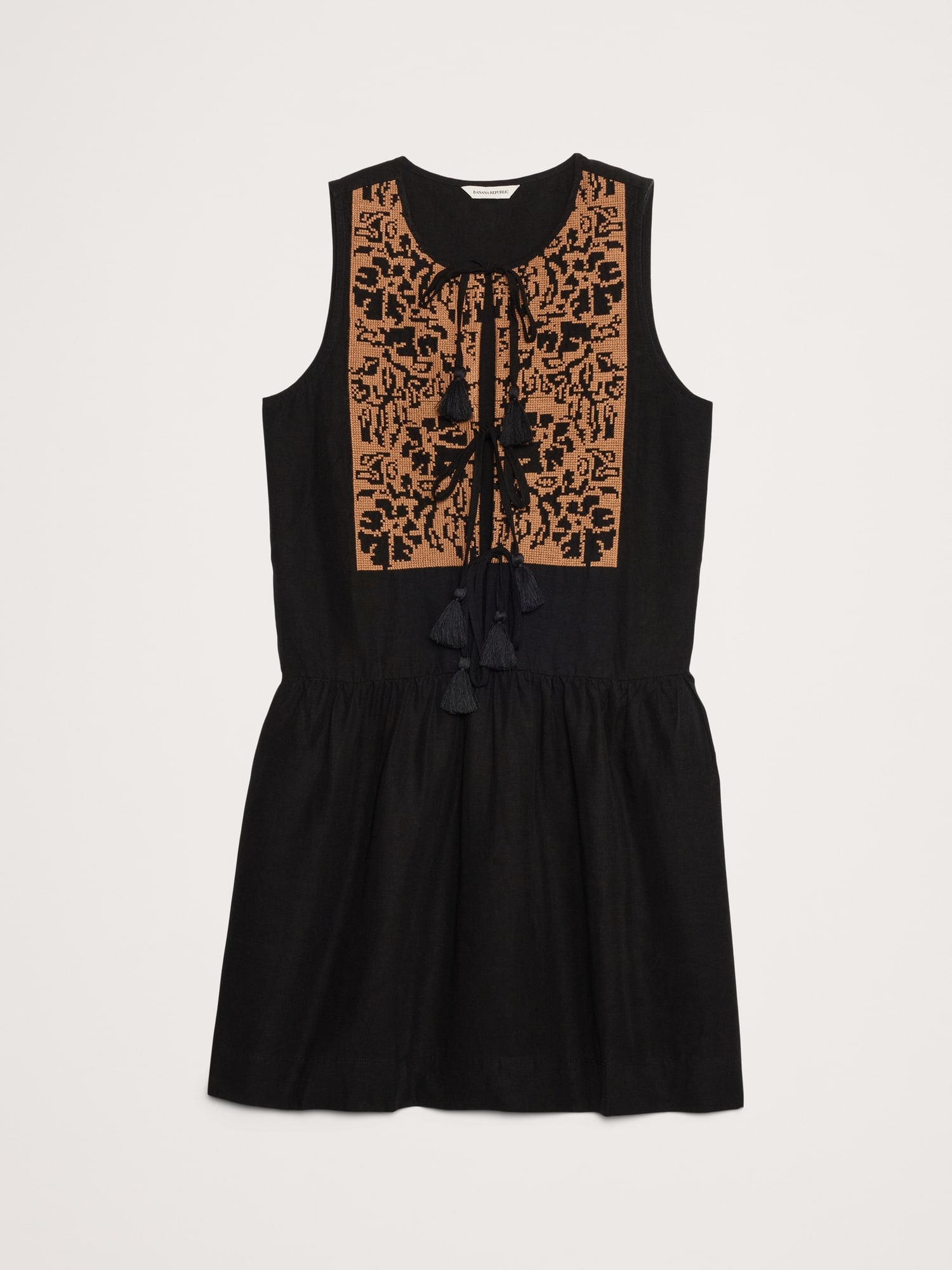 Embroidered Tencel™-Linen Mini Dress