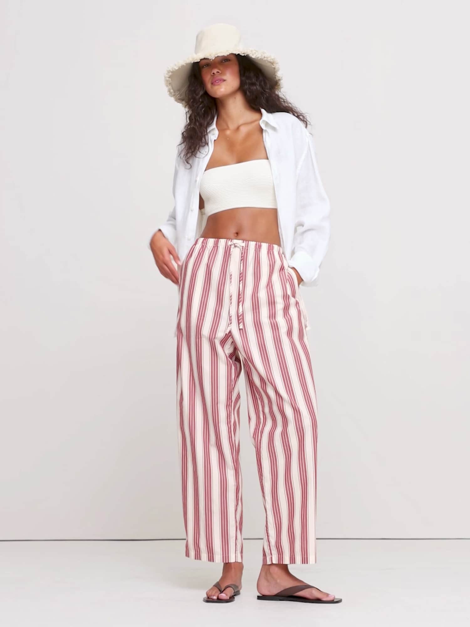 L'image numéro 2 présente Pantalon à taille extensible en popeline de coton
