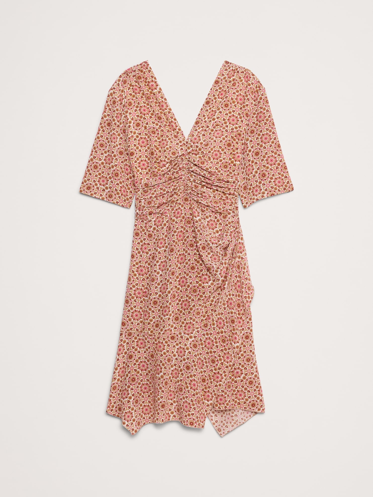 Image number 5 showing, MATTE SILK RUCHED-FRONT DRESS