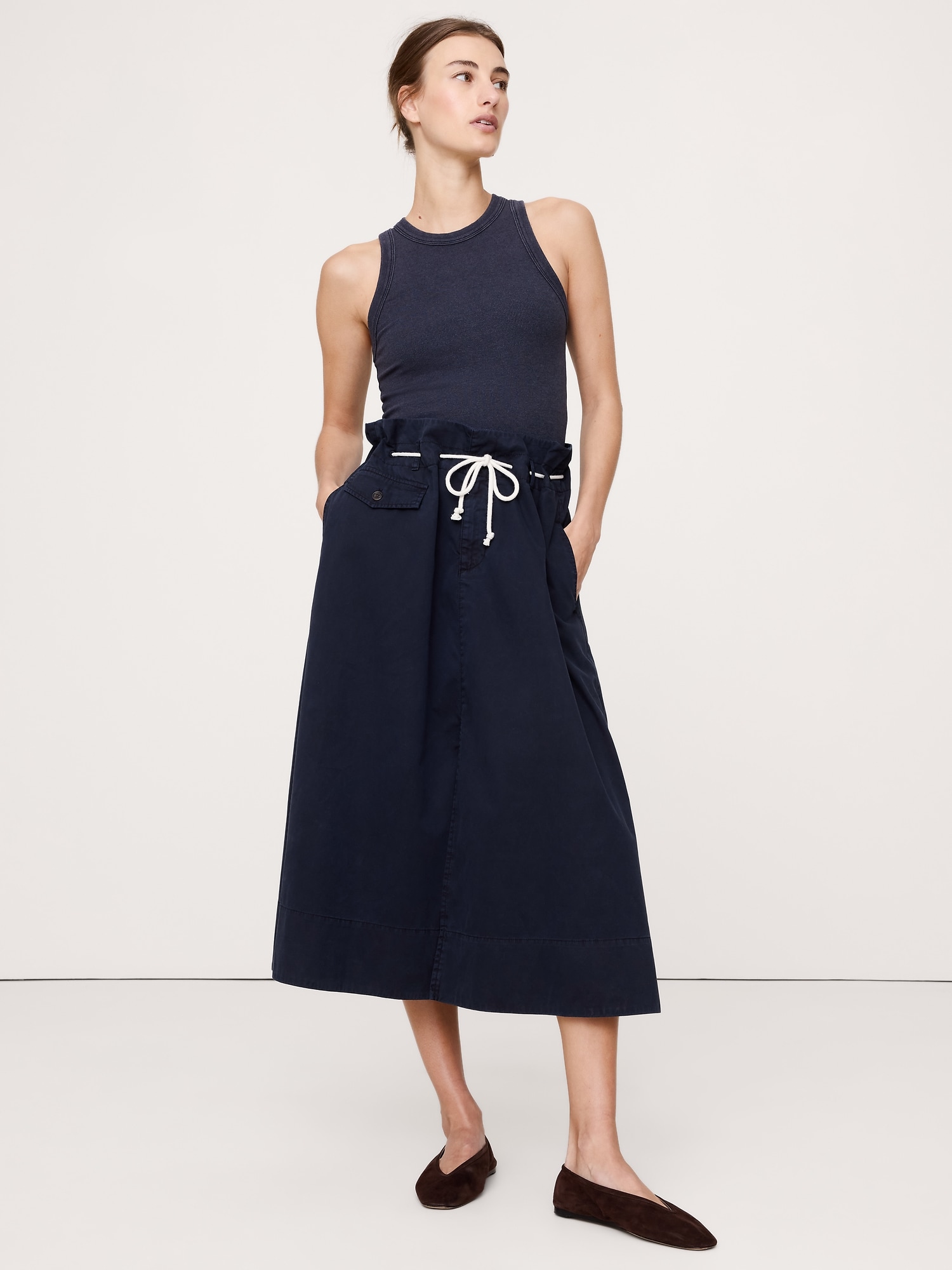 Camisole découpée en tricot côtelé - Bleu