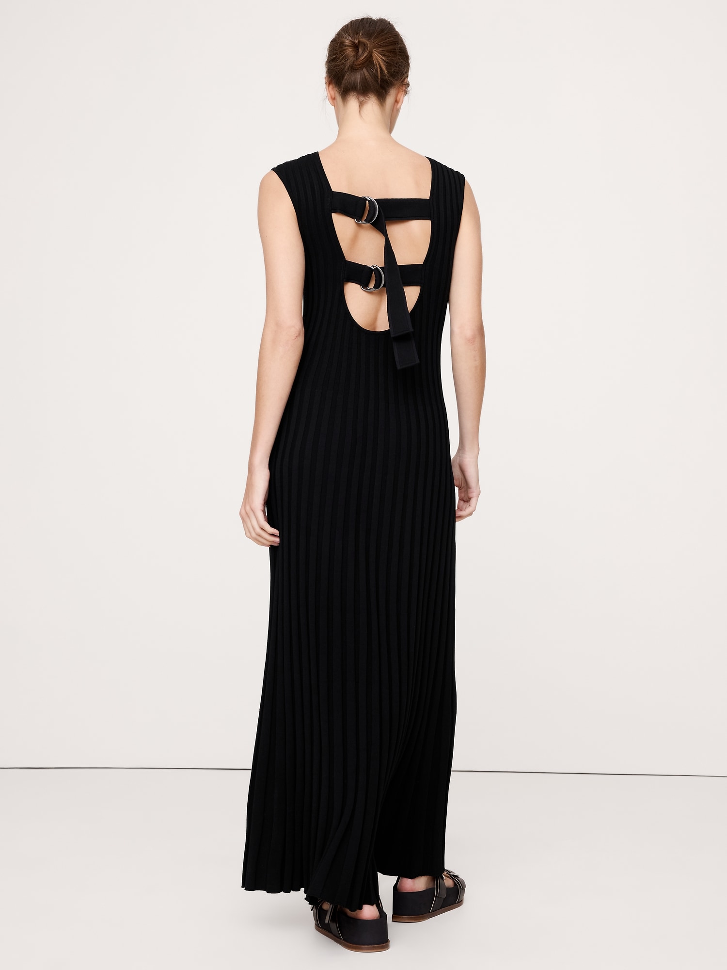 Image number 3 showing, SCULPTED RIBBED BACKLESS MAXI DRESS