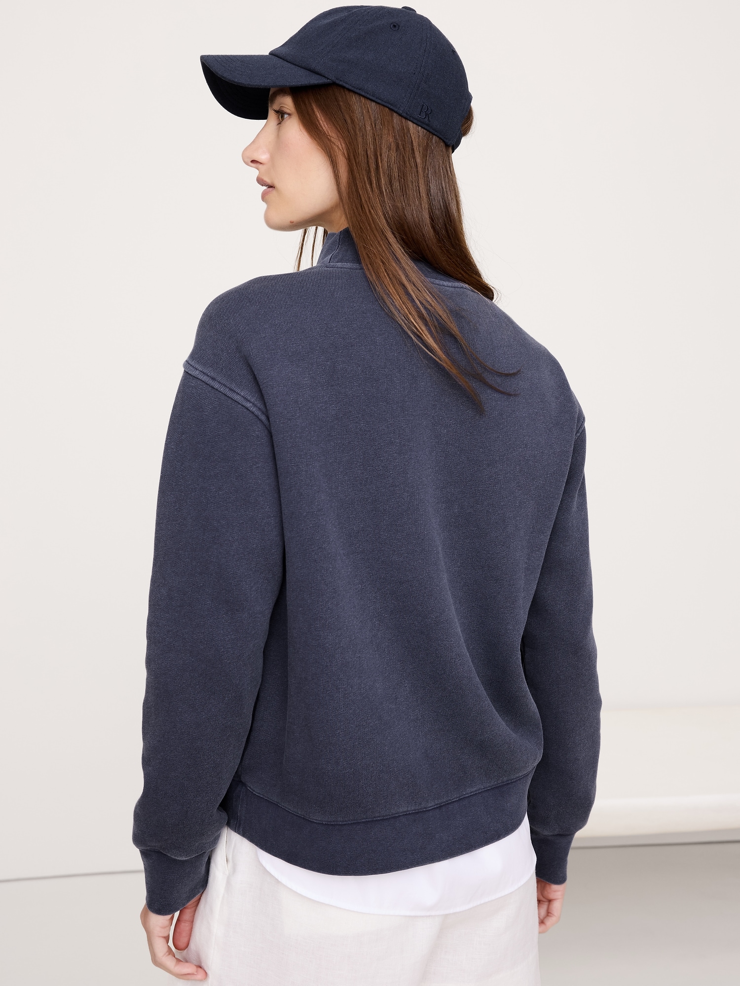 FRENCH TERRY MOCK-NECK SWEATSHIRT