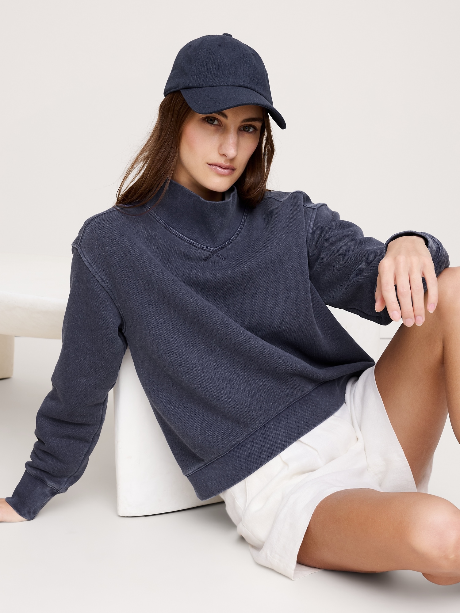 FRENCH TERRY MOCK-NECK SWEATSHIRT