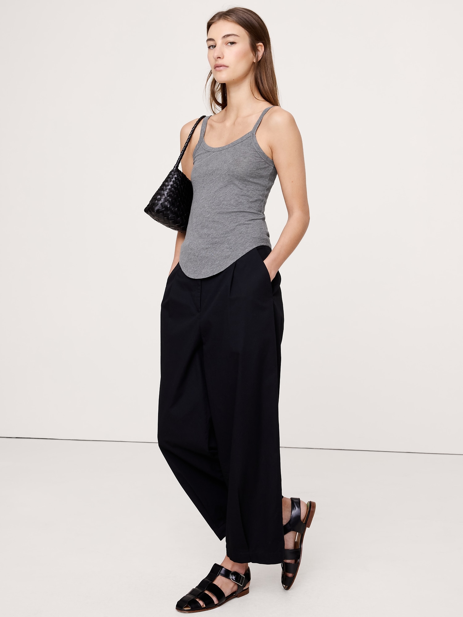 Cotton-Silk Tank - Gray