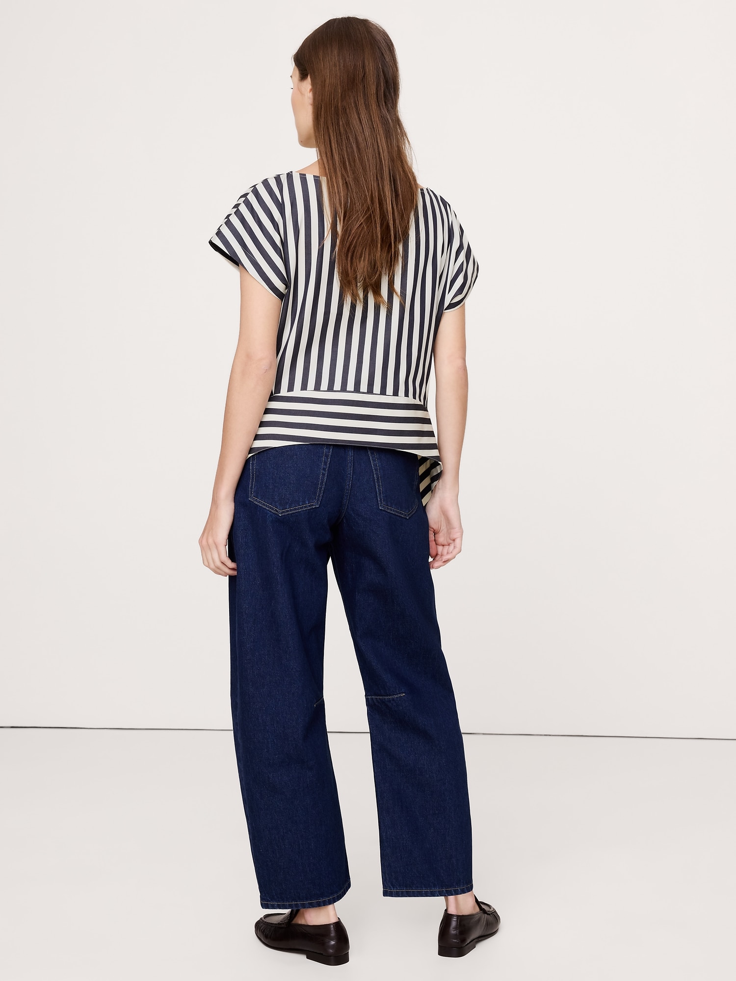 Image number 2 showing, COTTON POPLIN BOATNECK ASYMMETRICAL TOP