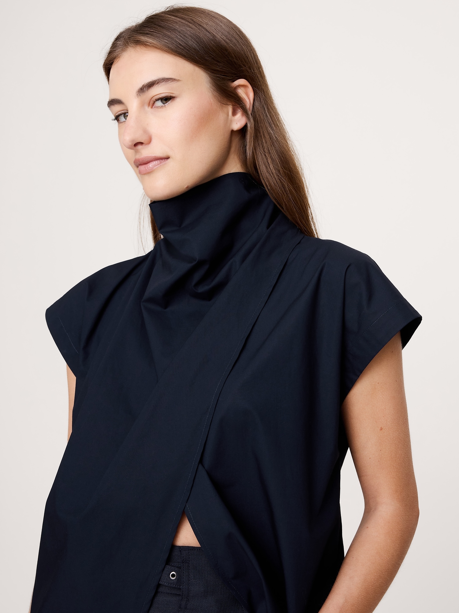Image number 3 showing, COTTON POPLIN COWL NECK TUNIC