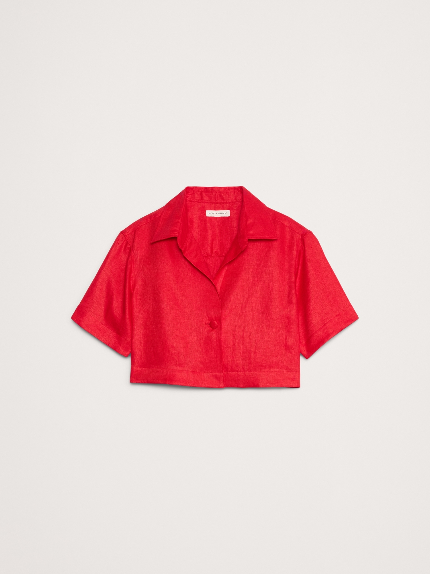 Image number 5 showing, Oversized Linen Cropped Resort Shirt