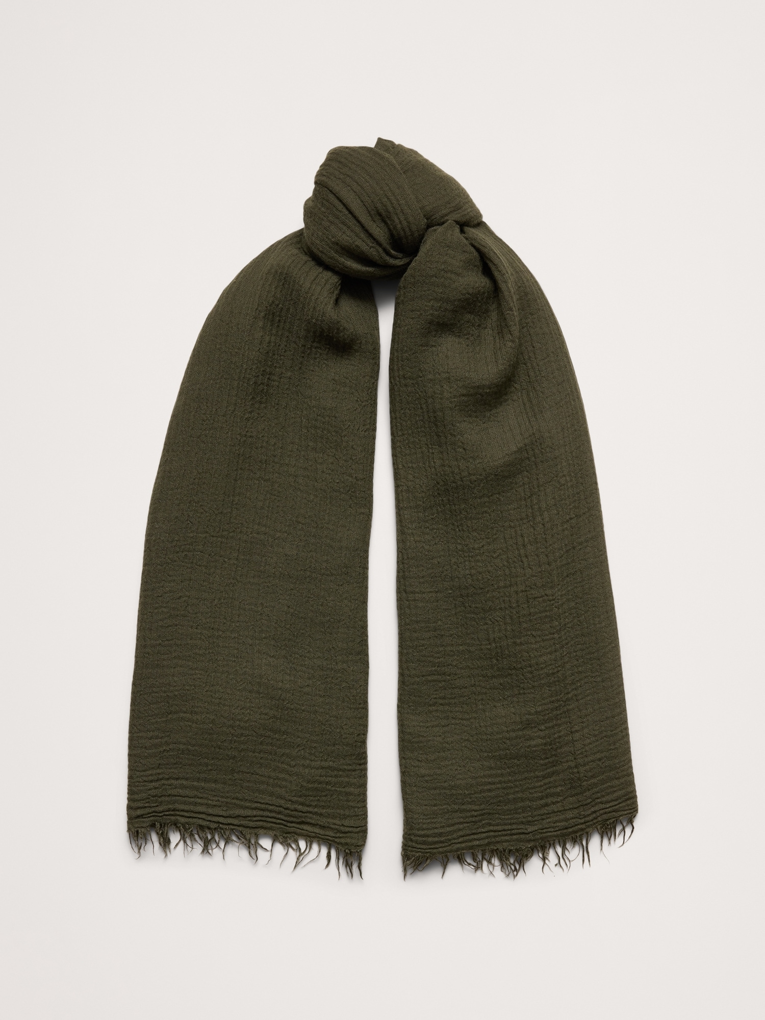 Lightweight Scarf with Merino Wool - Dark Trees Green