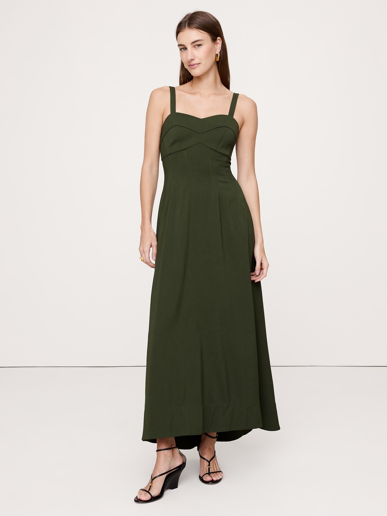 Image number 1 showing, STRETCH-SATEEN SWEETHEART MAXI DRESS