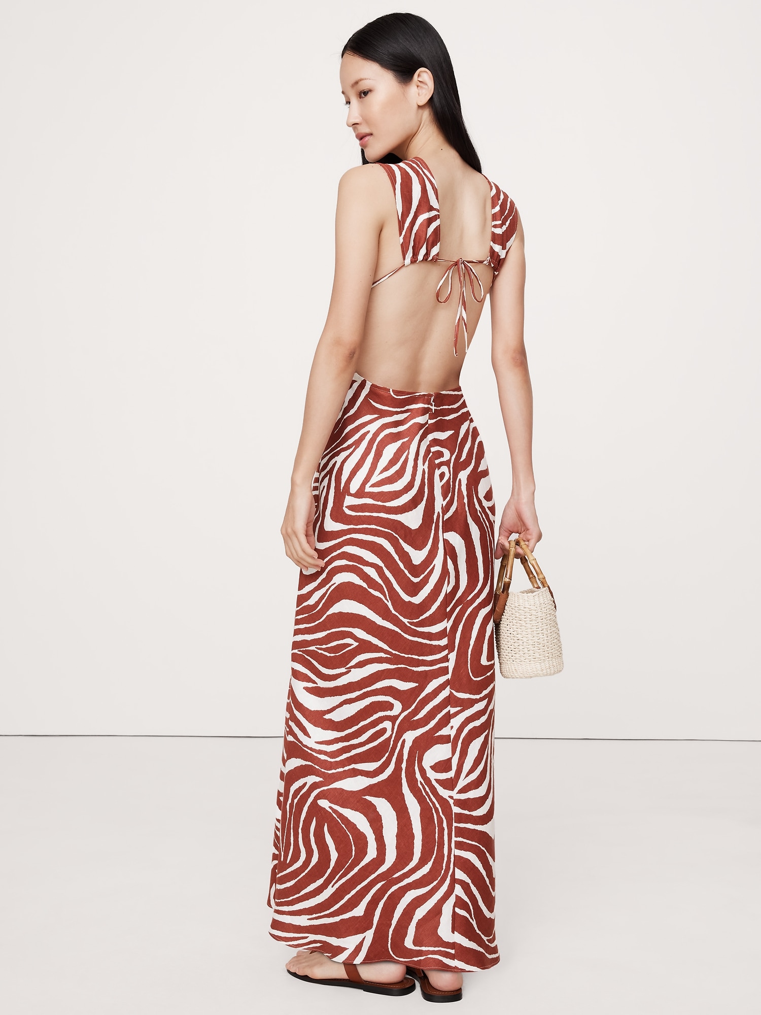 Backless Linen Maxi Dress