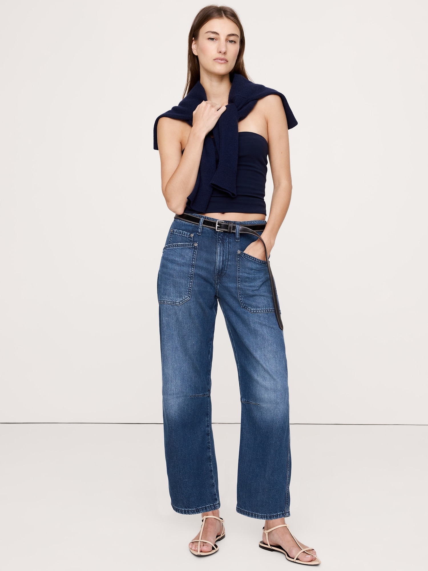 Mid-Rise Relaxed Utility Barrel Jean