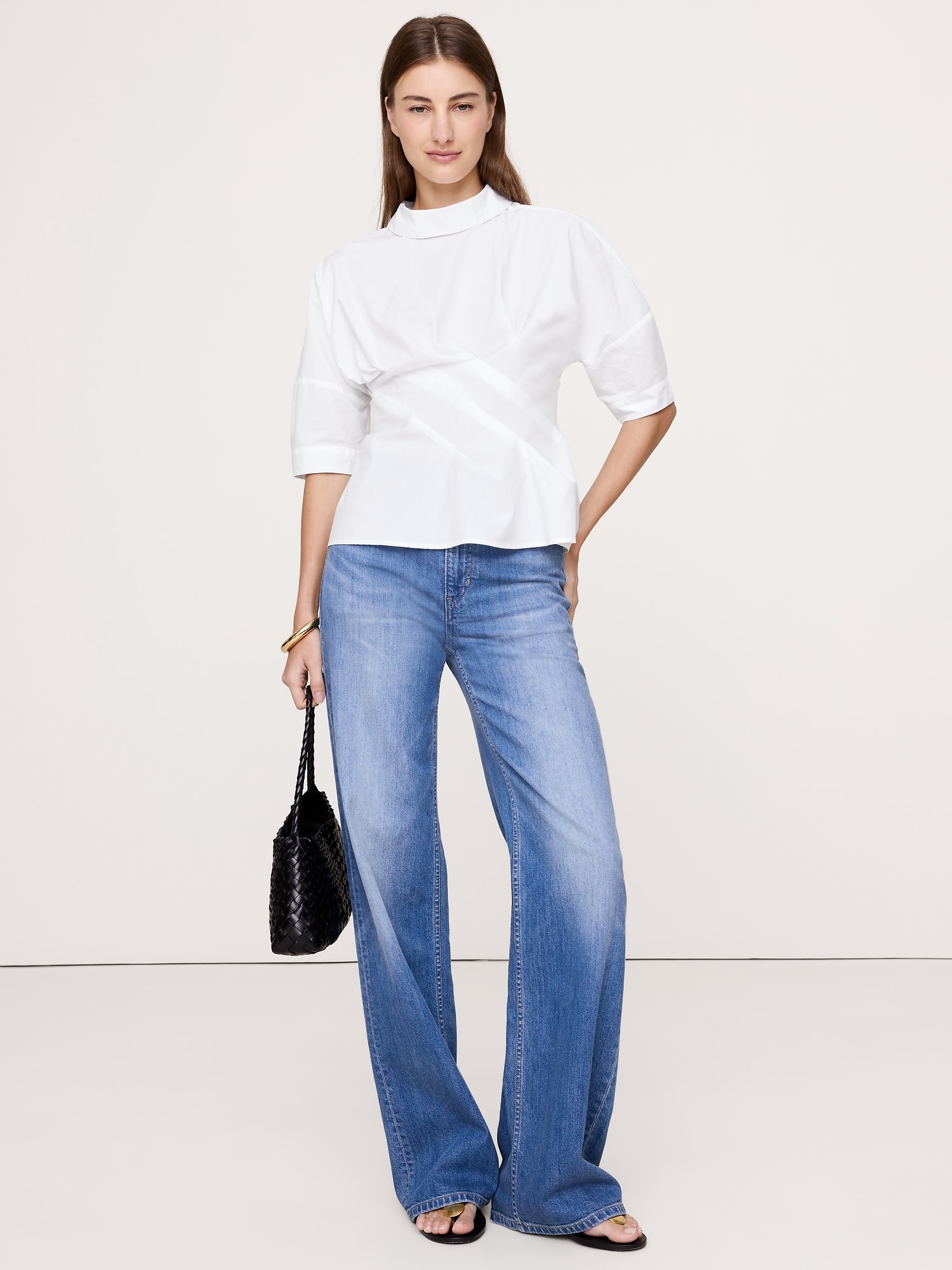 COTTON POPLIN TWISTED TOP - White