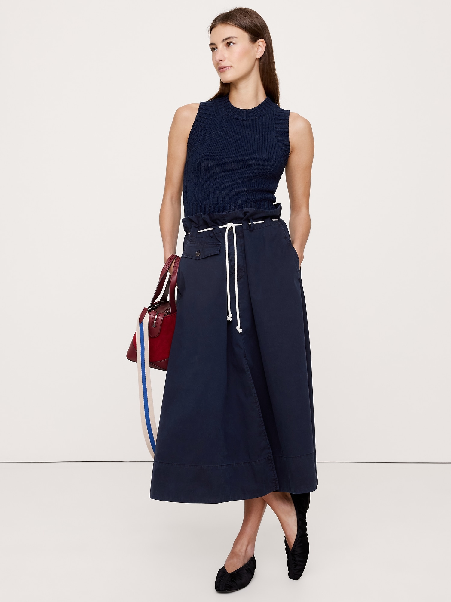 Image number 1 showing, COTTON-SILK CROPPED SWEATER TANK