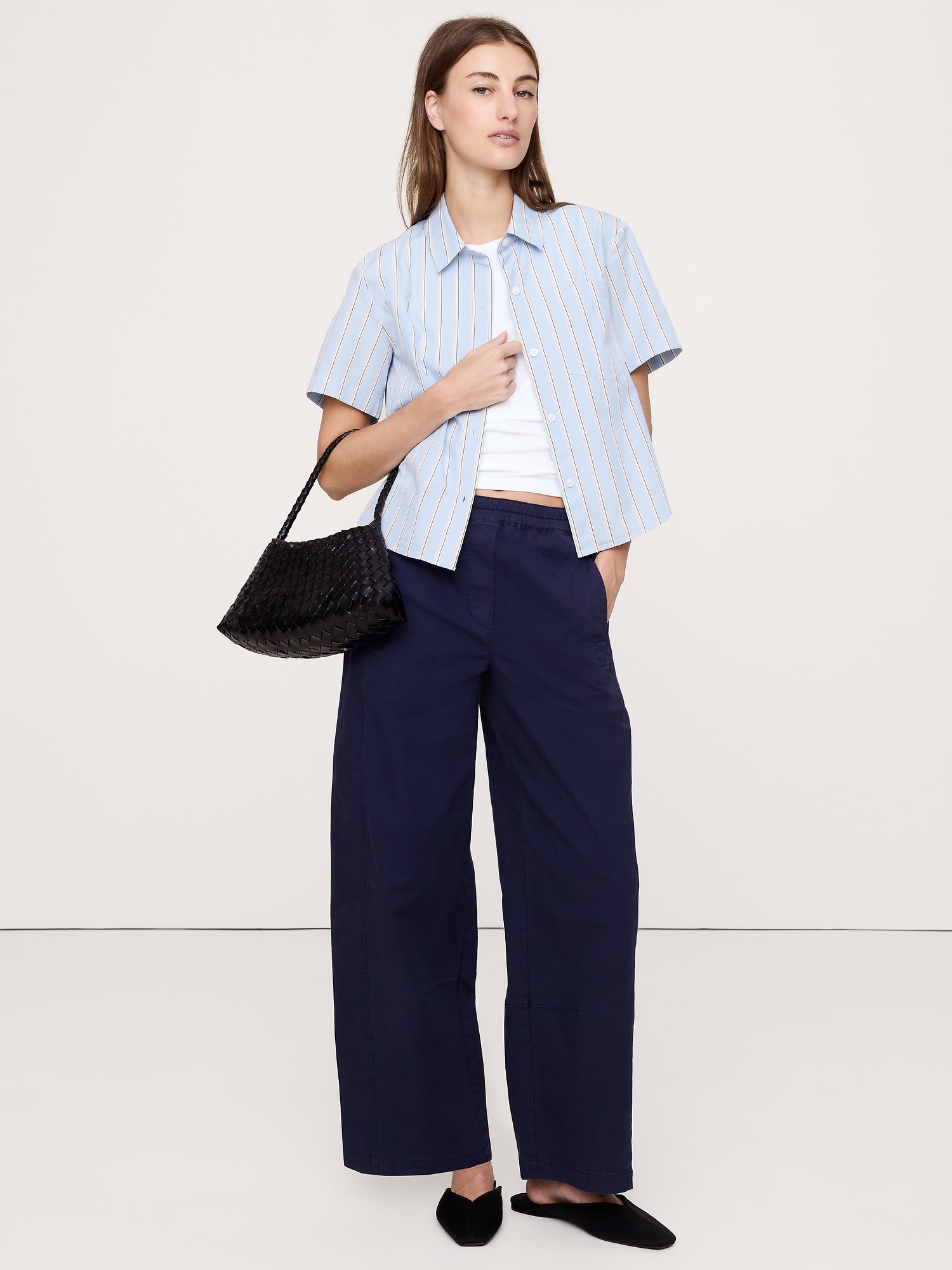 Image number 3 showing, BOXY COTTON POPLIN SHORT-SLEEVE SHIRT