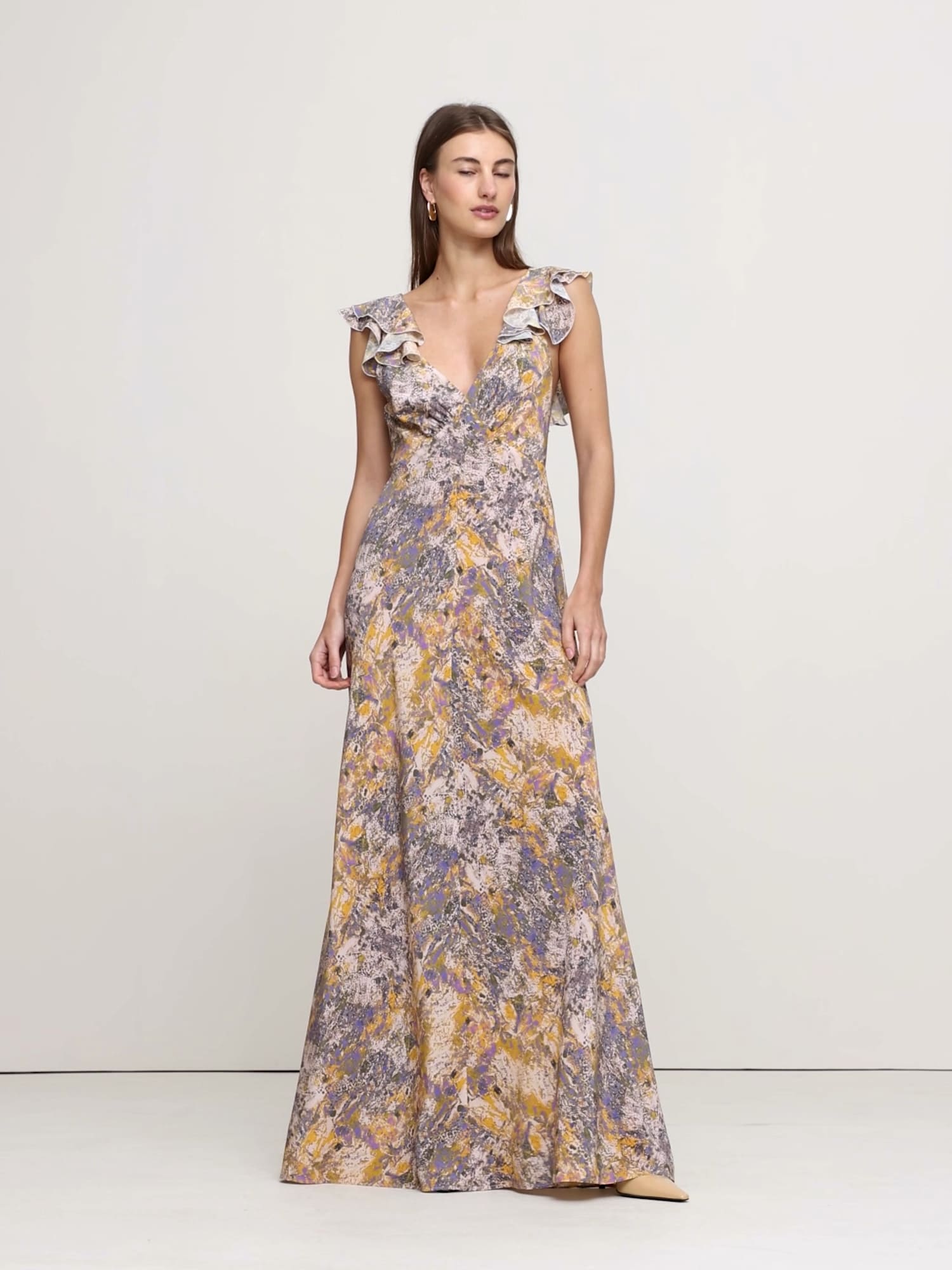Image number 2 showing, Matte Silk Open-Back Maxi Dress
