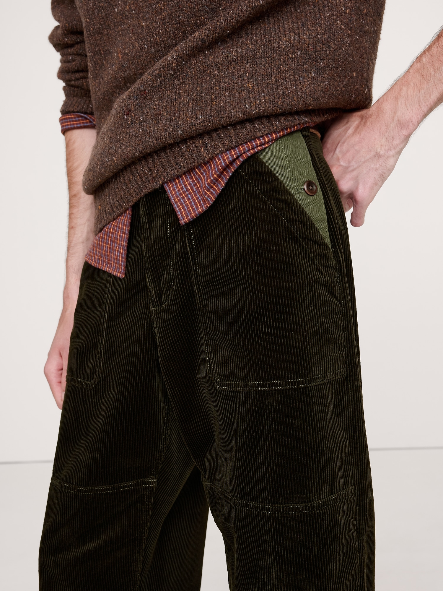 Image number 4 showing, Loose Corduroy & Canvas Gardener Pant