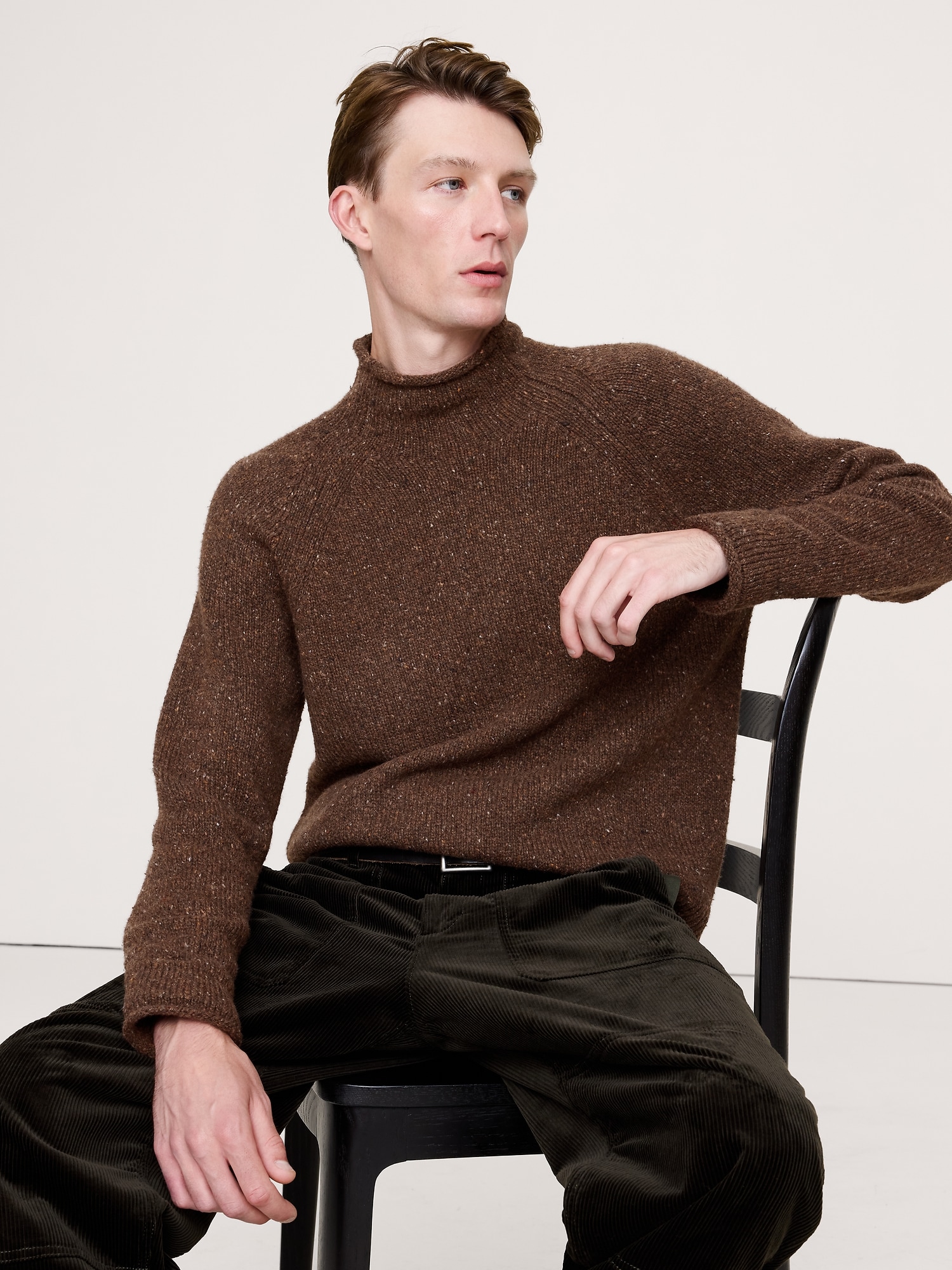 Donegal Roll-Neck Sweater - Chocolate Brown