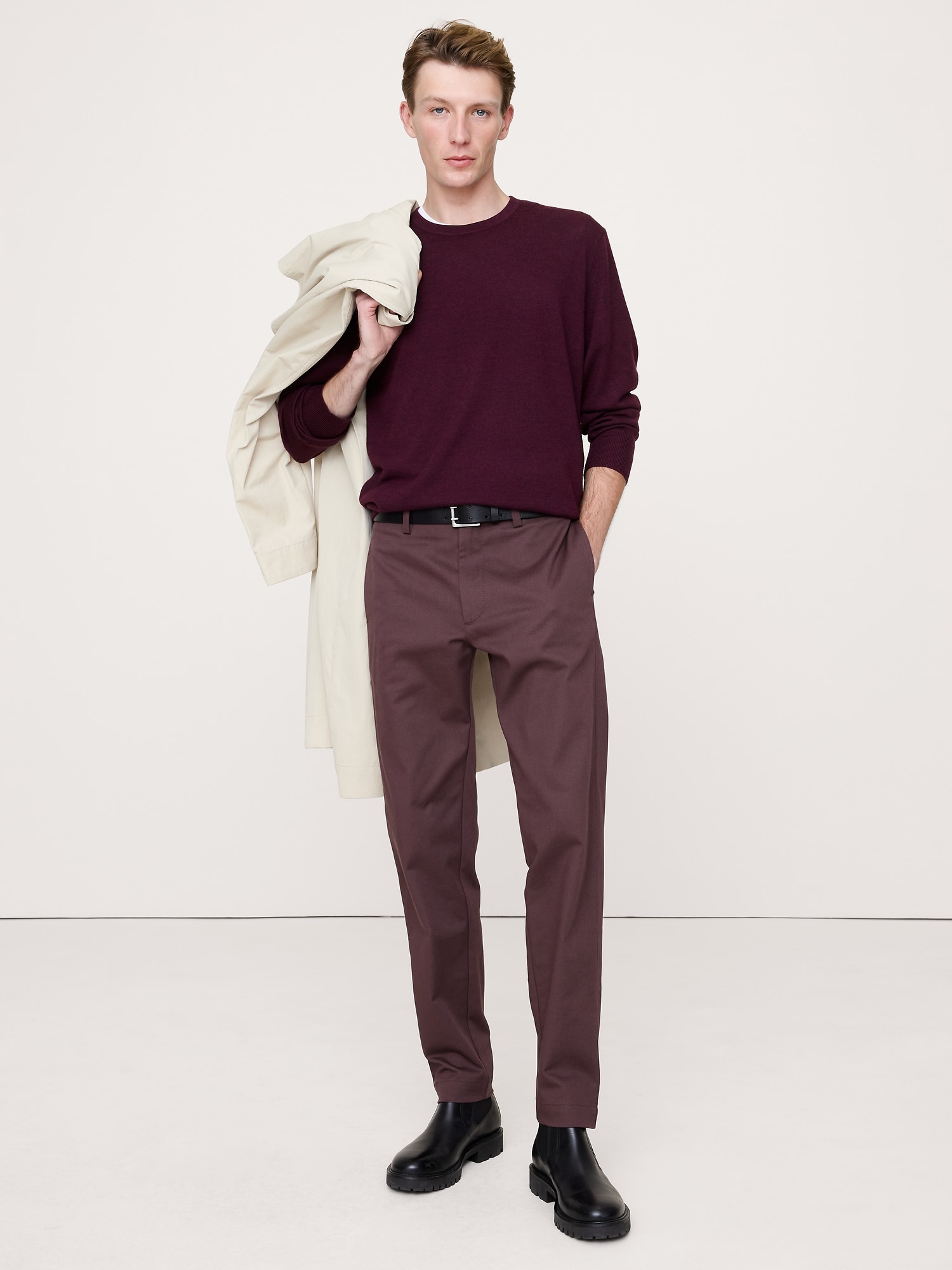 Chino étroit en tissu italien extensible - Violet