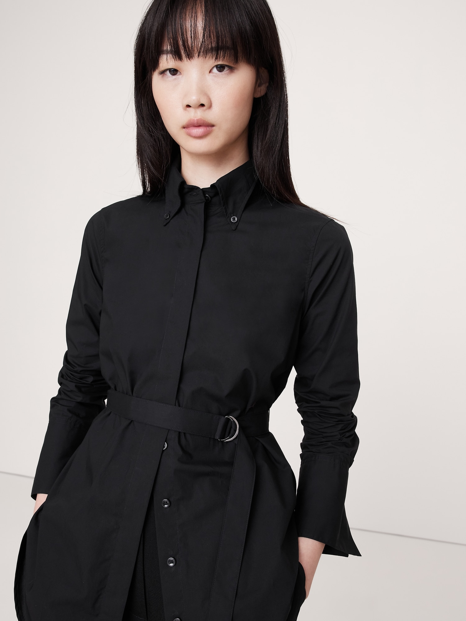 Cotton Poplin Belted Tunic Shirt