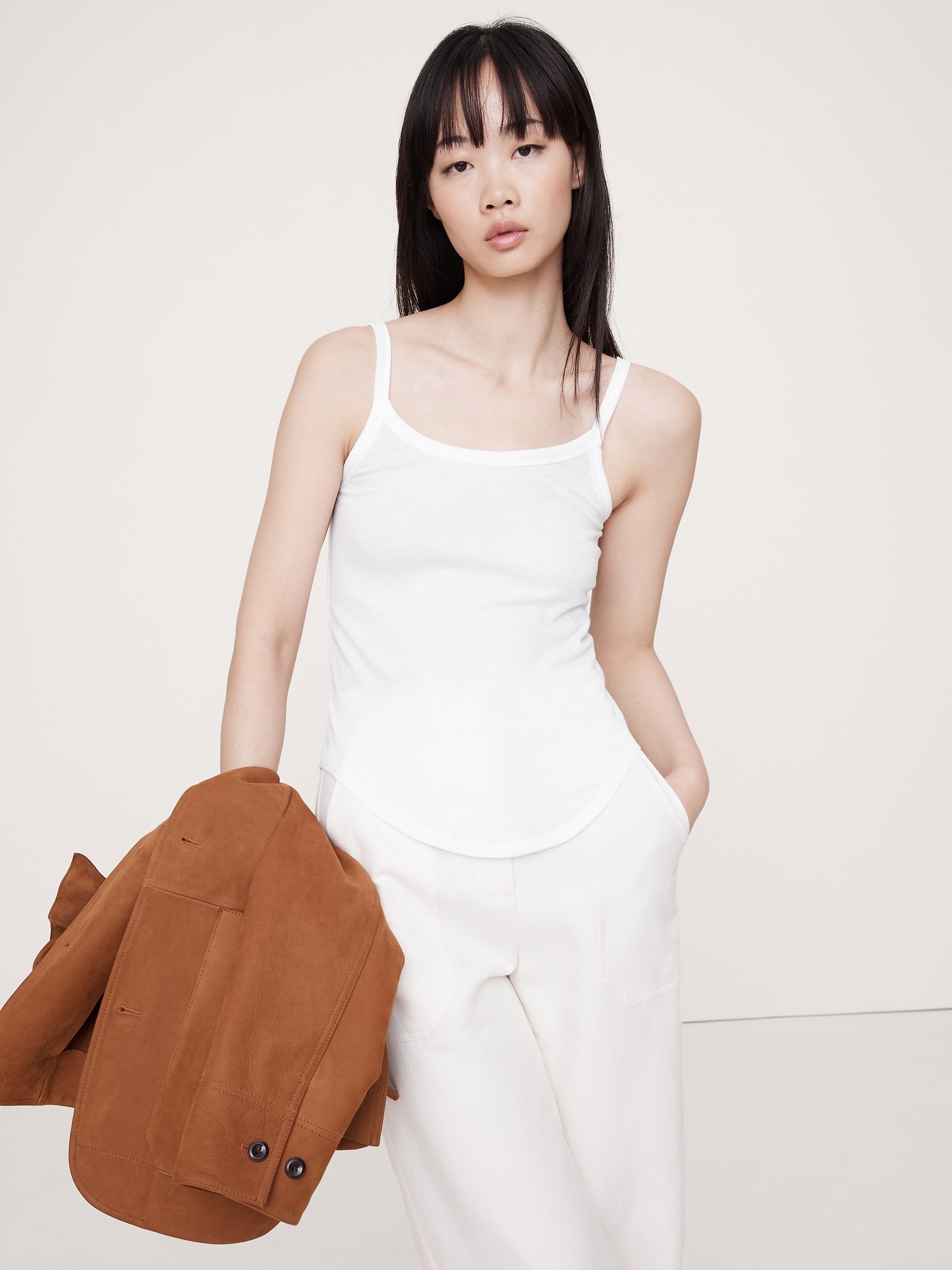 Cotton-Silk Tank - White