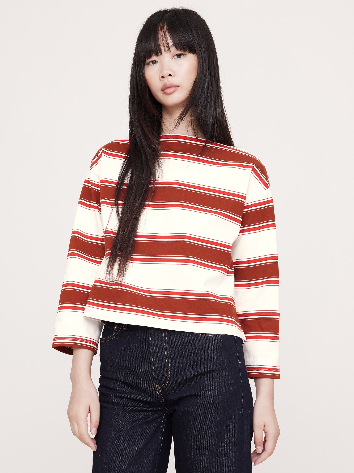 Image number 1 showing, Relaxed Heavyweight Cotton Boat-Neck T-Shirt