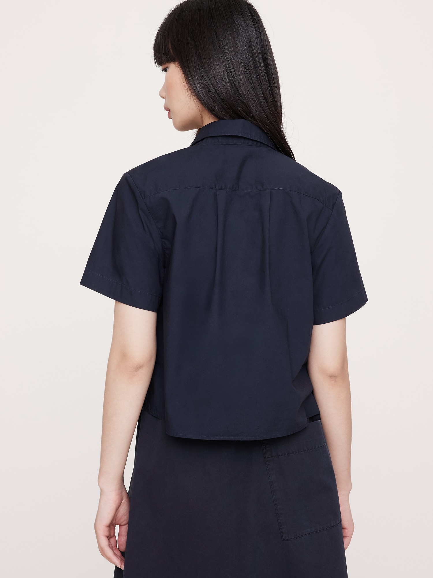Image number 8 showing, BOXY COTTON POPLIN SHORT-SLEEVE SHIRT