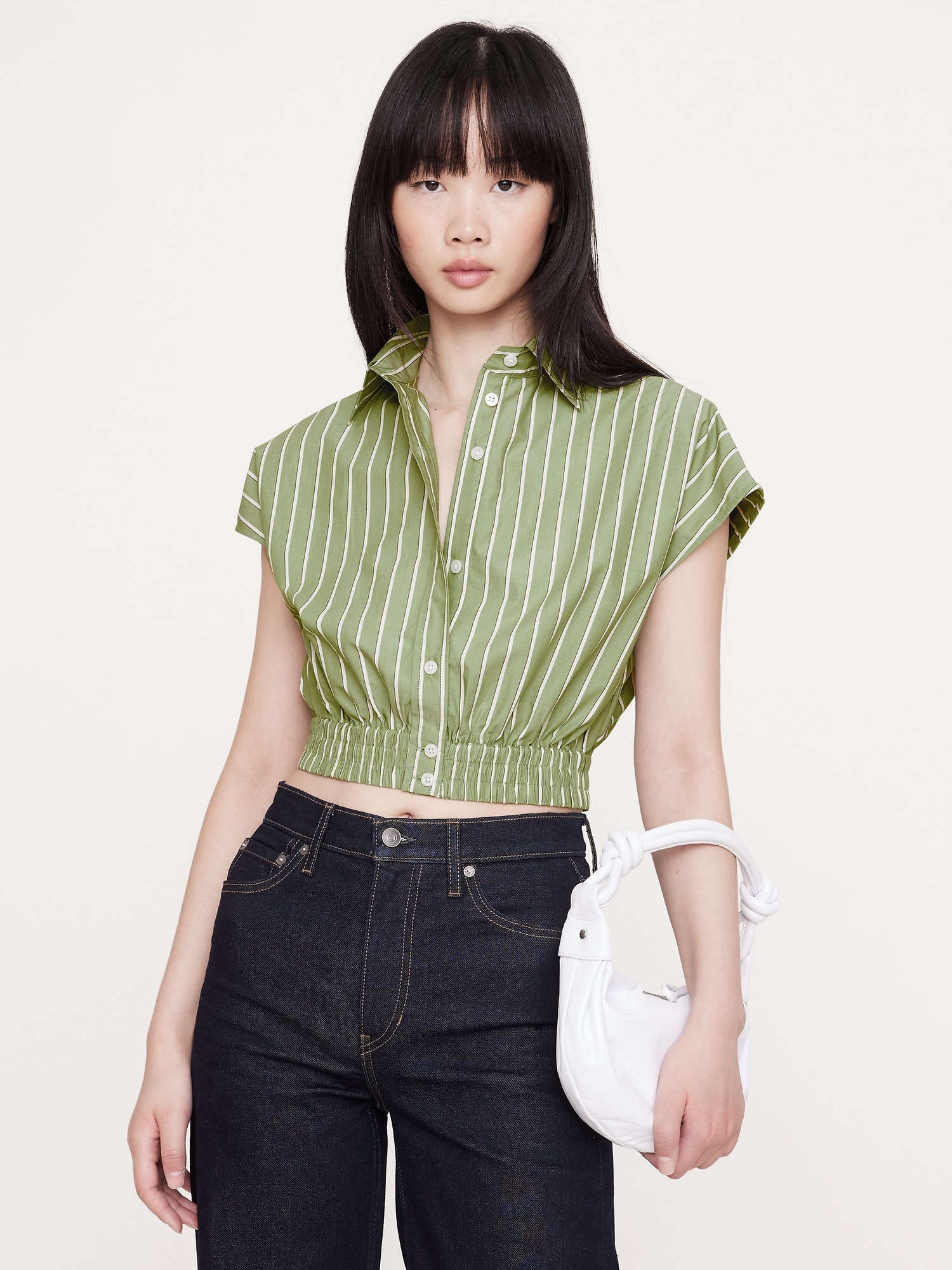 COTTON POPLIN SUPER-CROPPED SHIRT