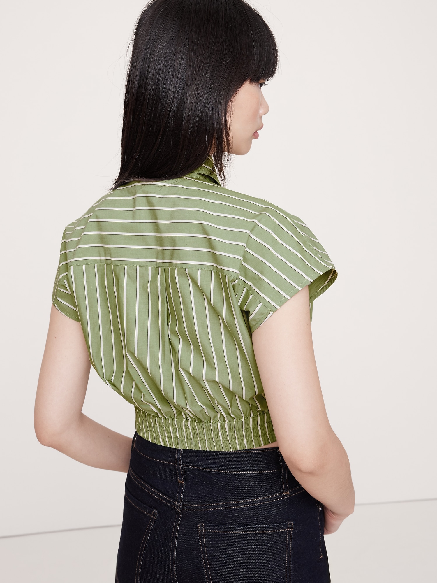 COTTON POPLIN SUPER-CROPPED SHIRT