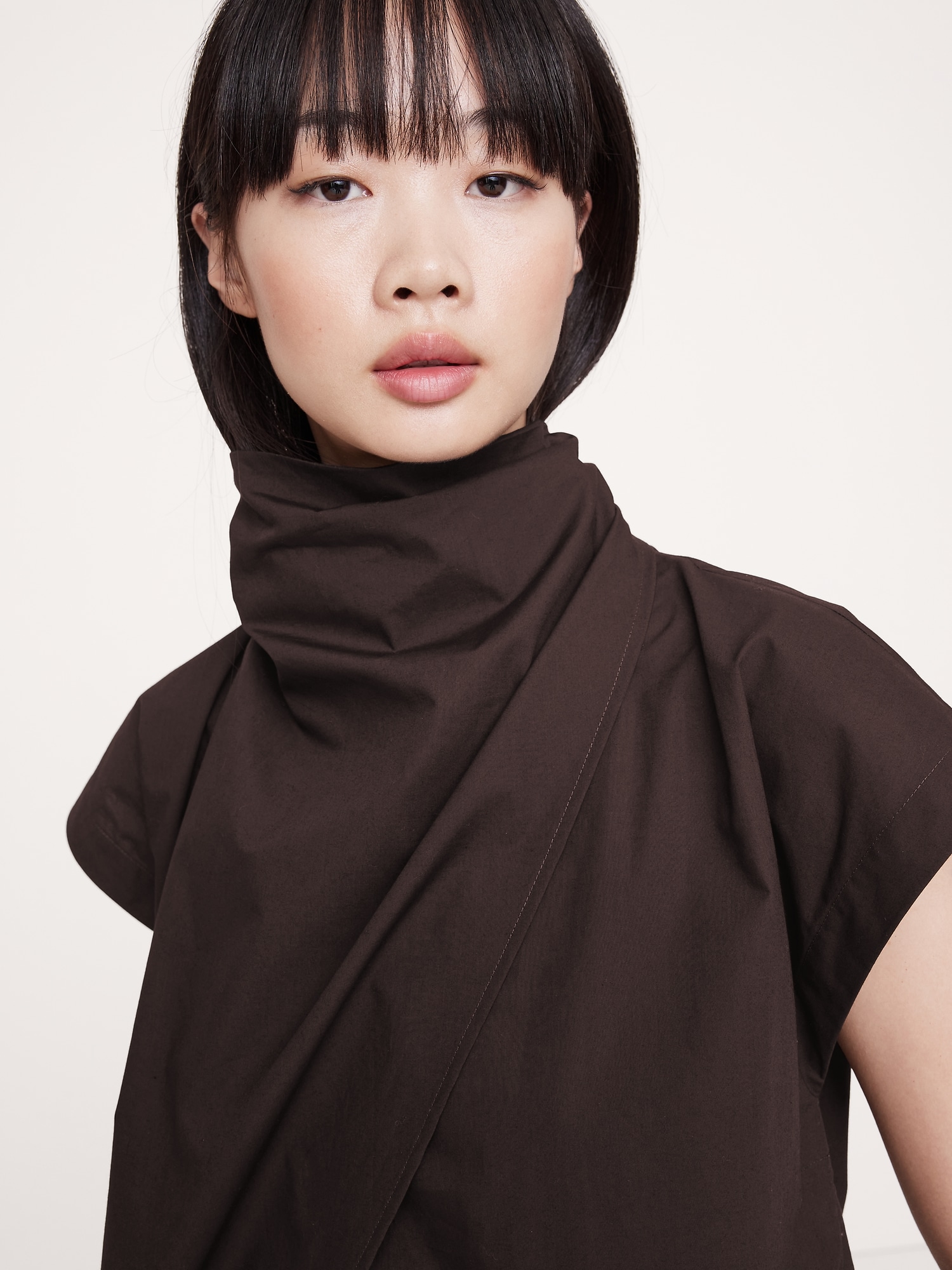 Image number 6 showing, COTTON POPLIN COWL NECK TUNIC