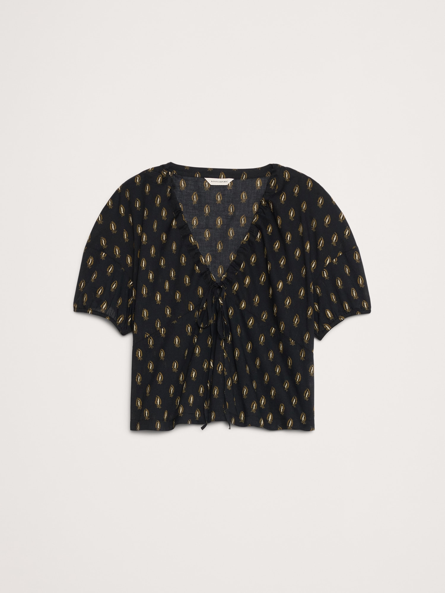 Cotton Tie-Front V-Neck Top