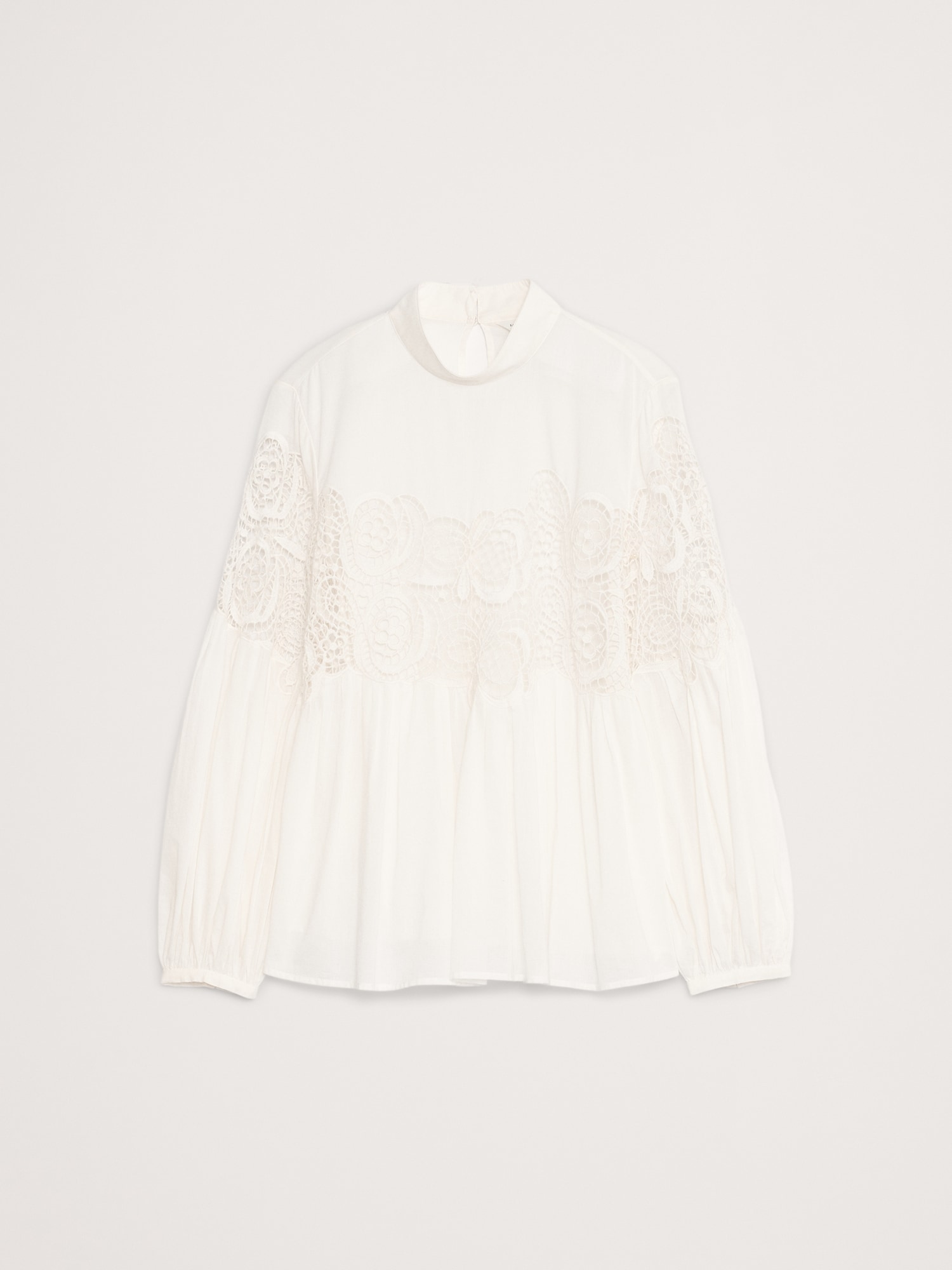 Image number 8 showing, COTTON & LACE MOCK-NECK TOP