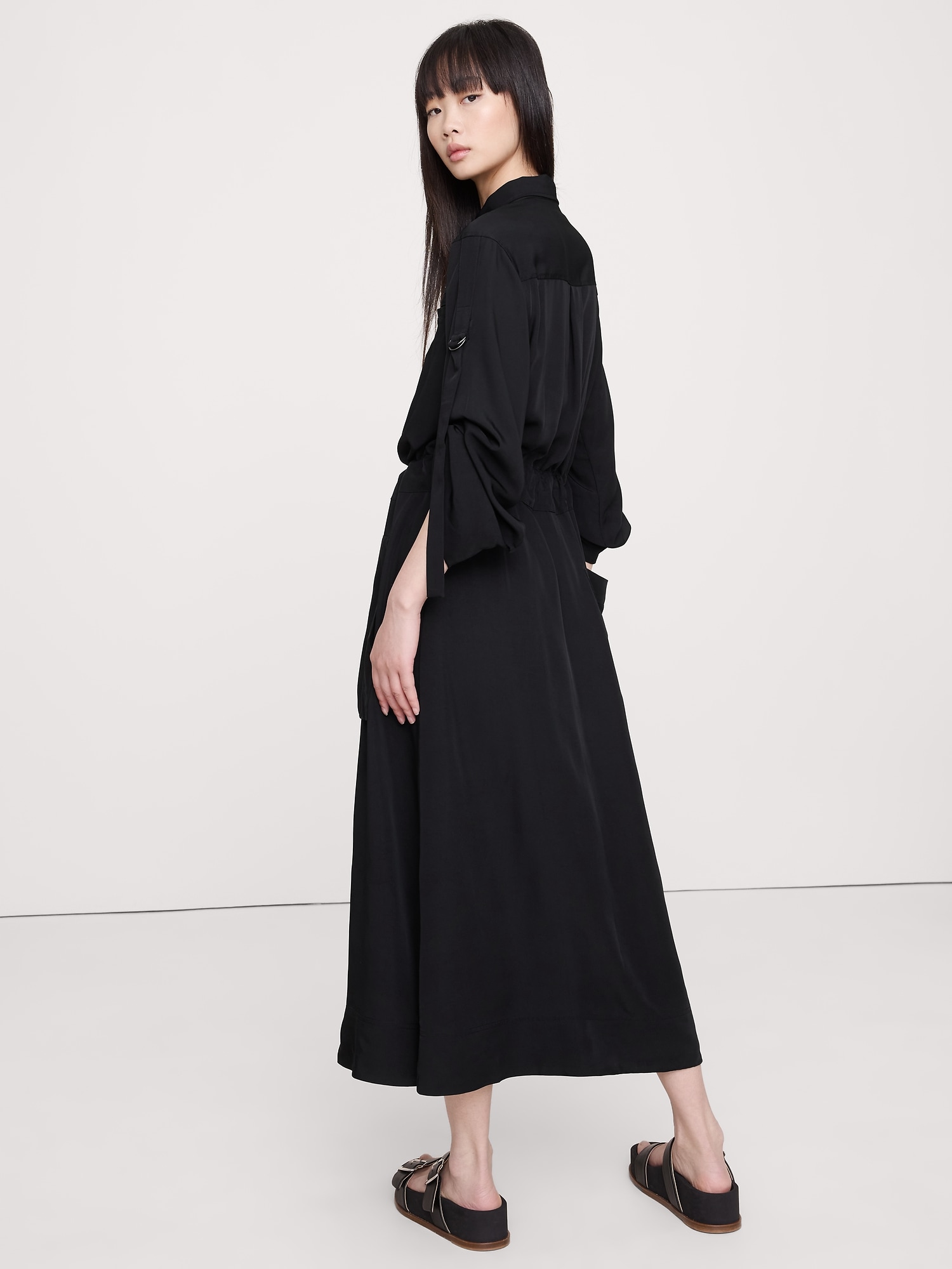 Image number 3 showing, DRAPEY UTILITY SHIRT DRESS