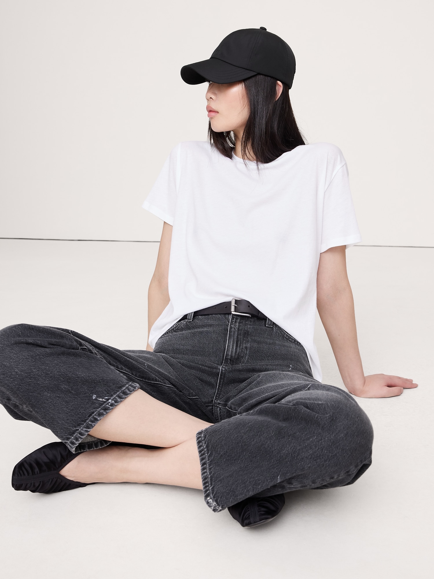 Oversized Cotton-Silk Crew-Neck T-Shirt - White