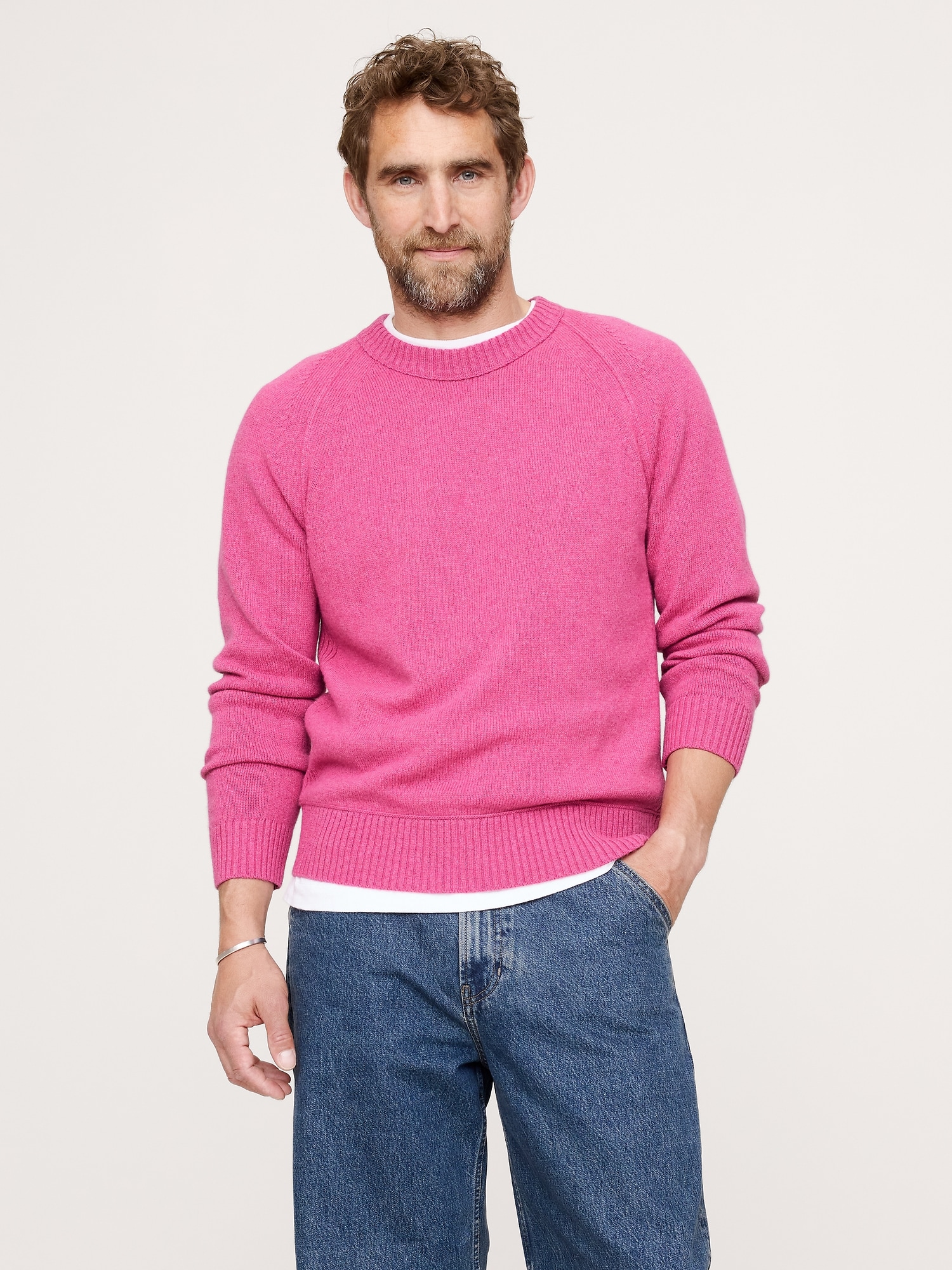 ITALIAN MERINO-BLEND CREW-NECK SWEATER