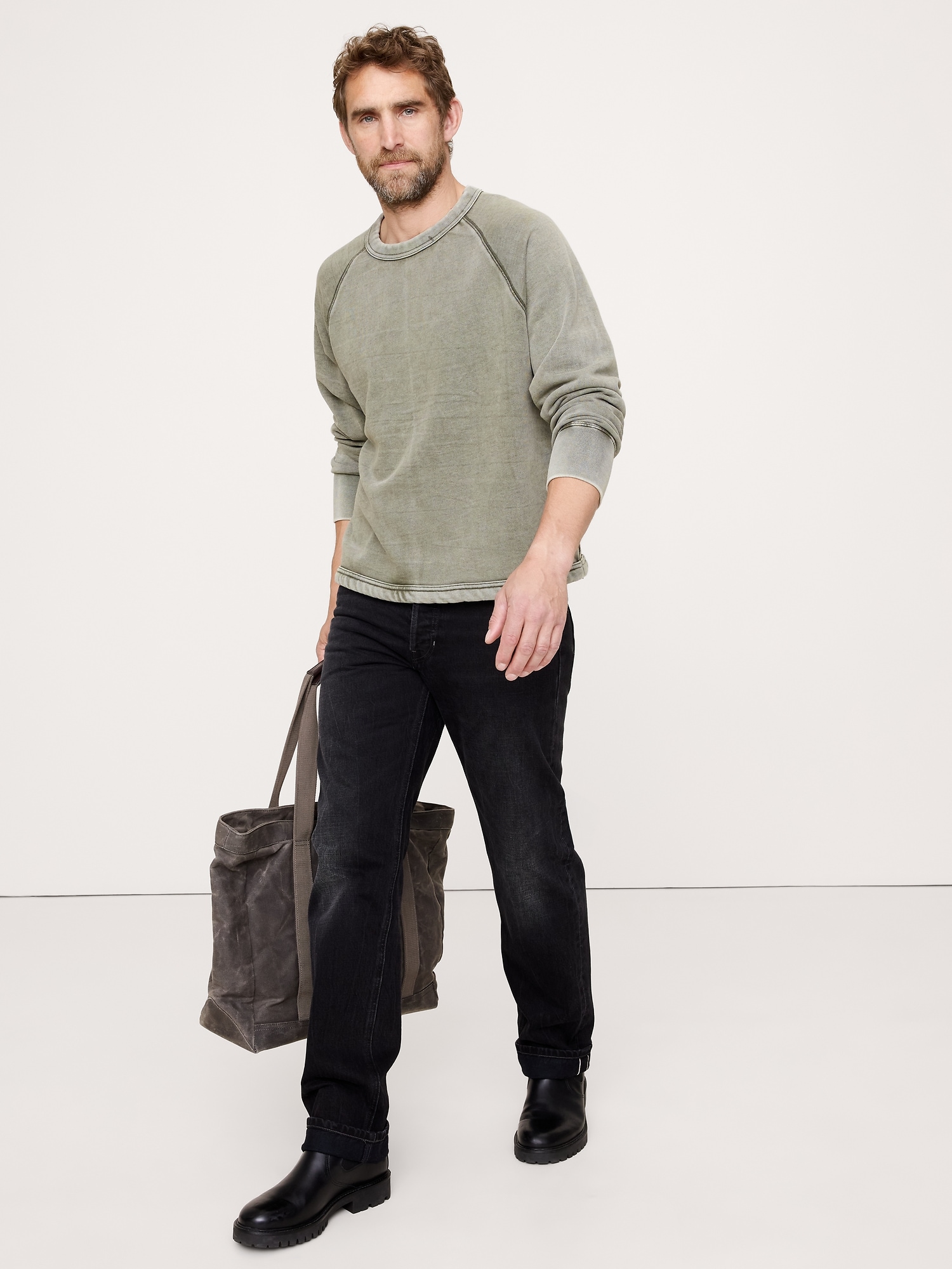 Boxy Terry Sweatshirt - Dark Trees Green