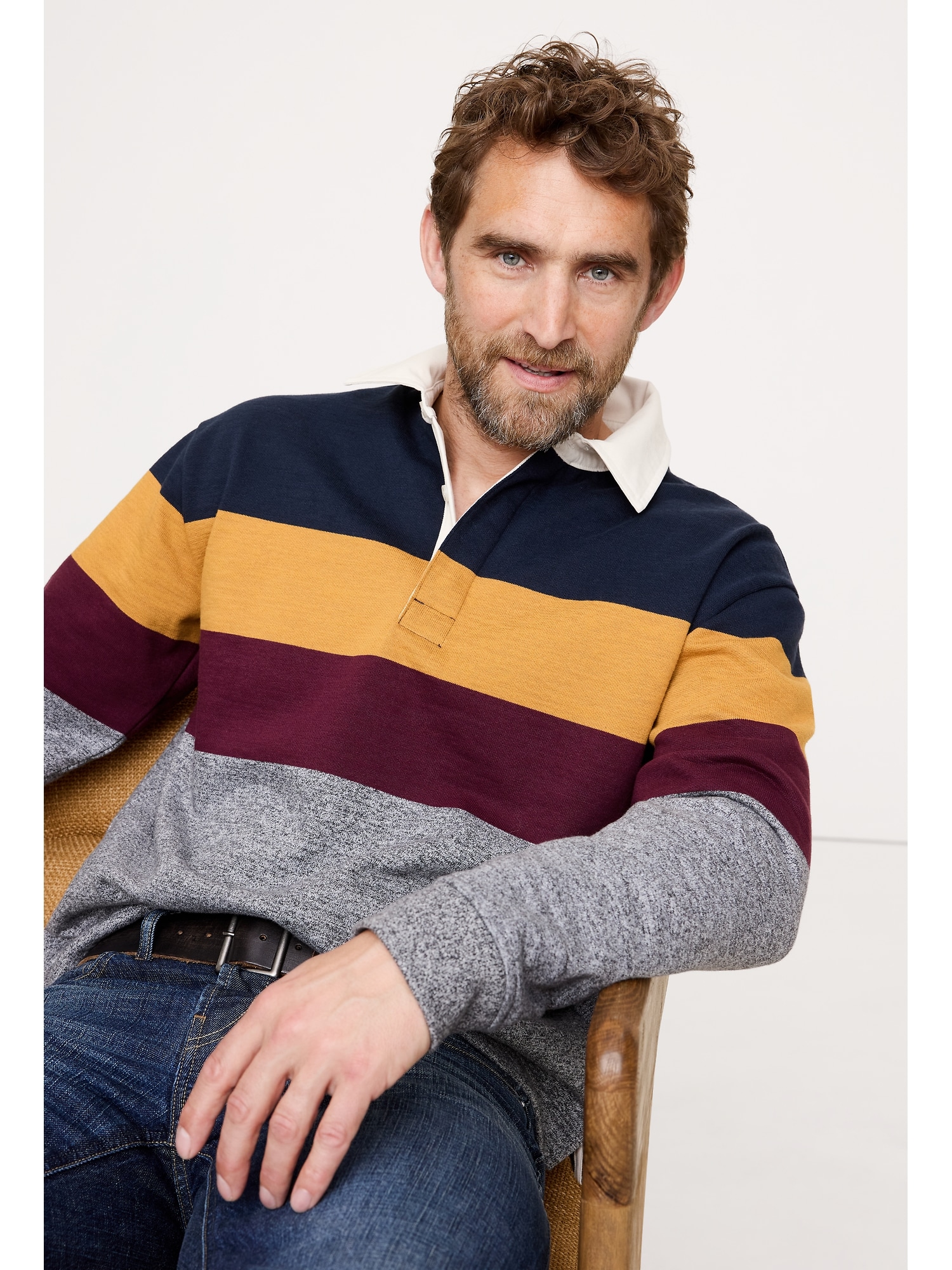 TRI-STRIPE BRUSHED RUGBY SHIRT