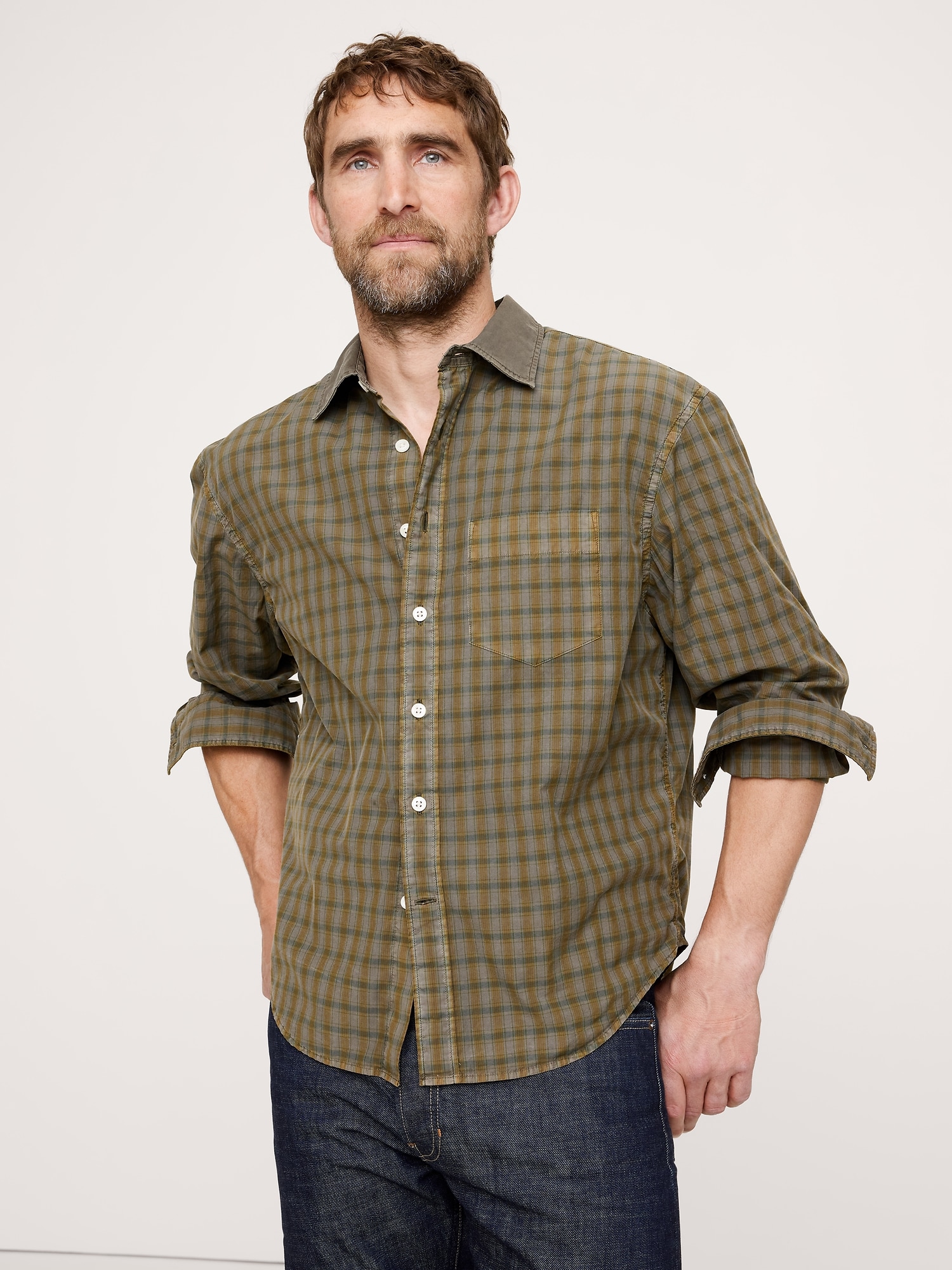 Image number 1 showing, OVERSIZED-FIT WASHED COTTON POPLIN SHIRT