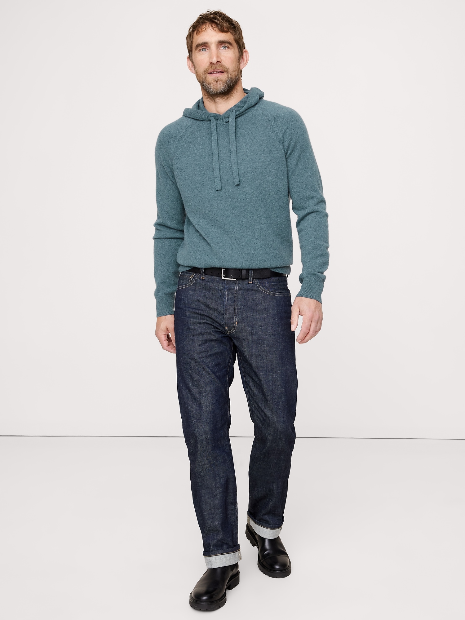 CASHMERE SWEATER HOODIE - Atmospheric Blue