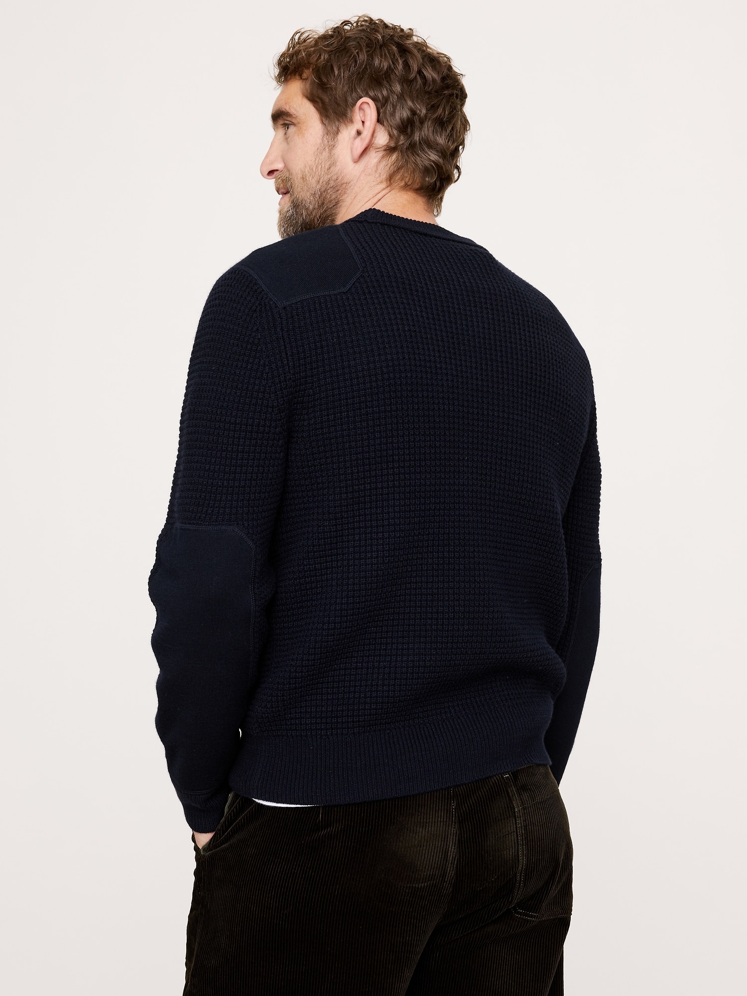 Image number 2 showing, Cotton-Merino Waffle Patch Sweater