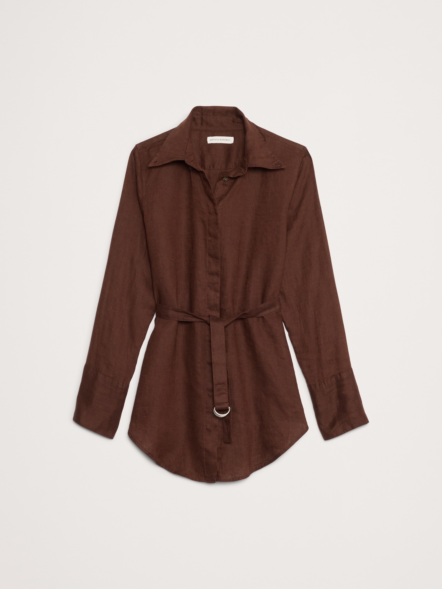 Linen Belted Tunic Shirt