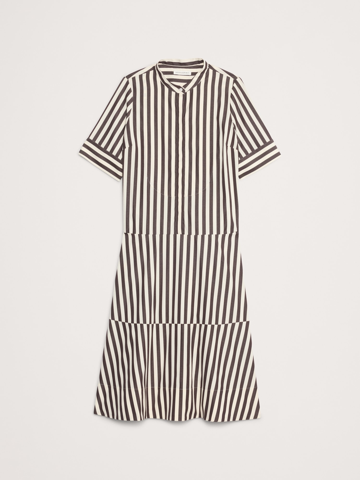 Cotton Poplin Tuxedo-Front Midi Dress