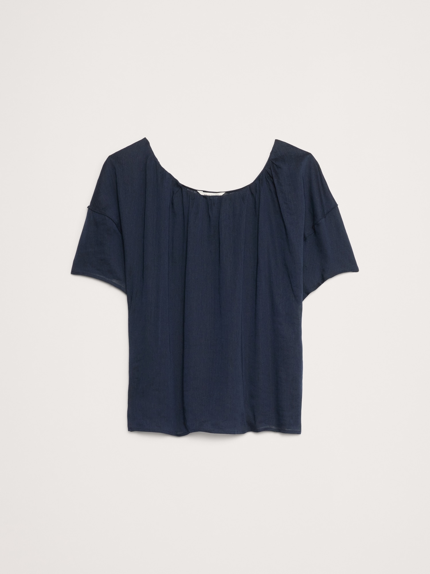 Image number 4 showing, LINEN-VISCOSE GAUZE PUFF-SLEEVE TOP