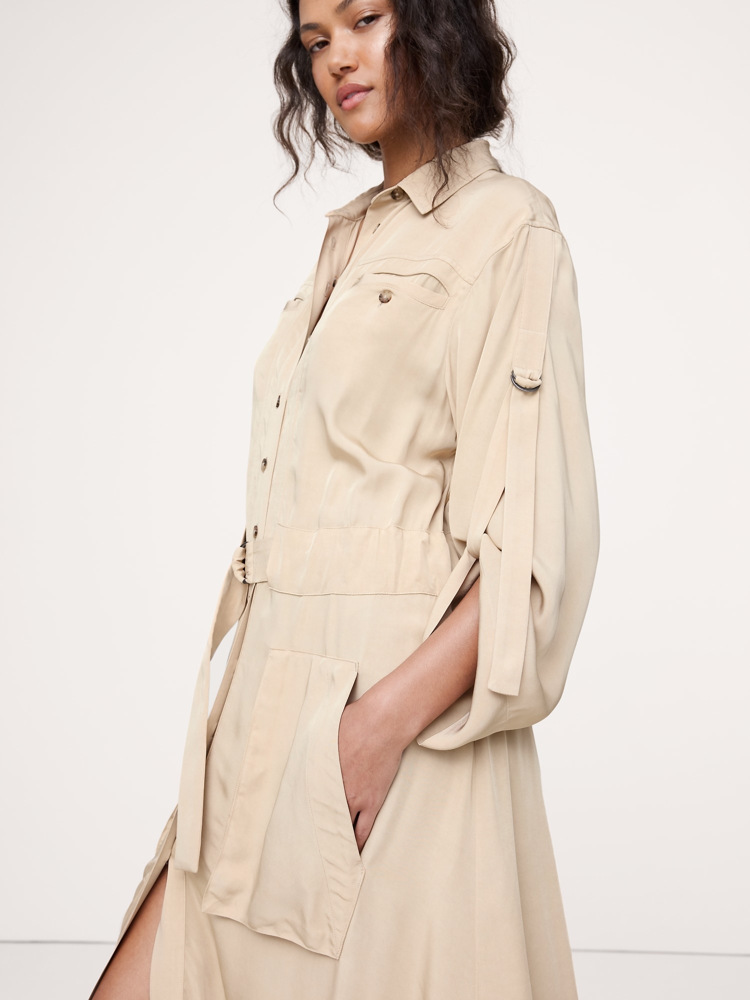 Image number 7 showing, DRAPEY UTILITY SHIRT DRESS