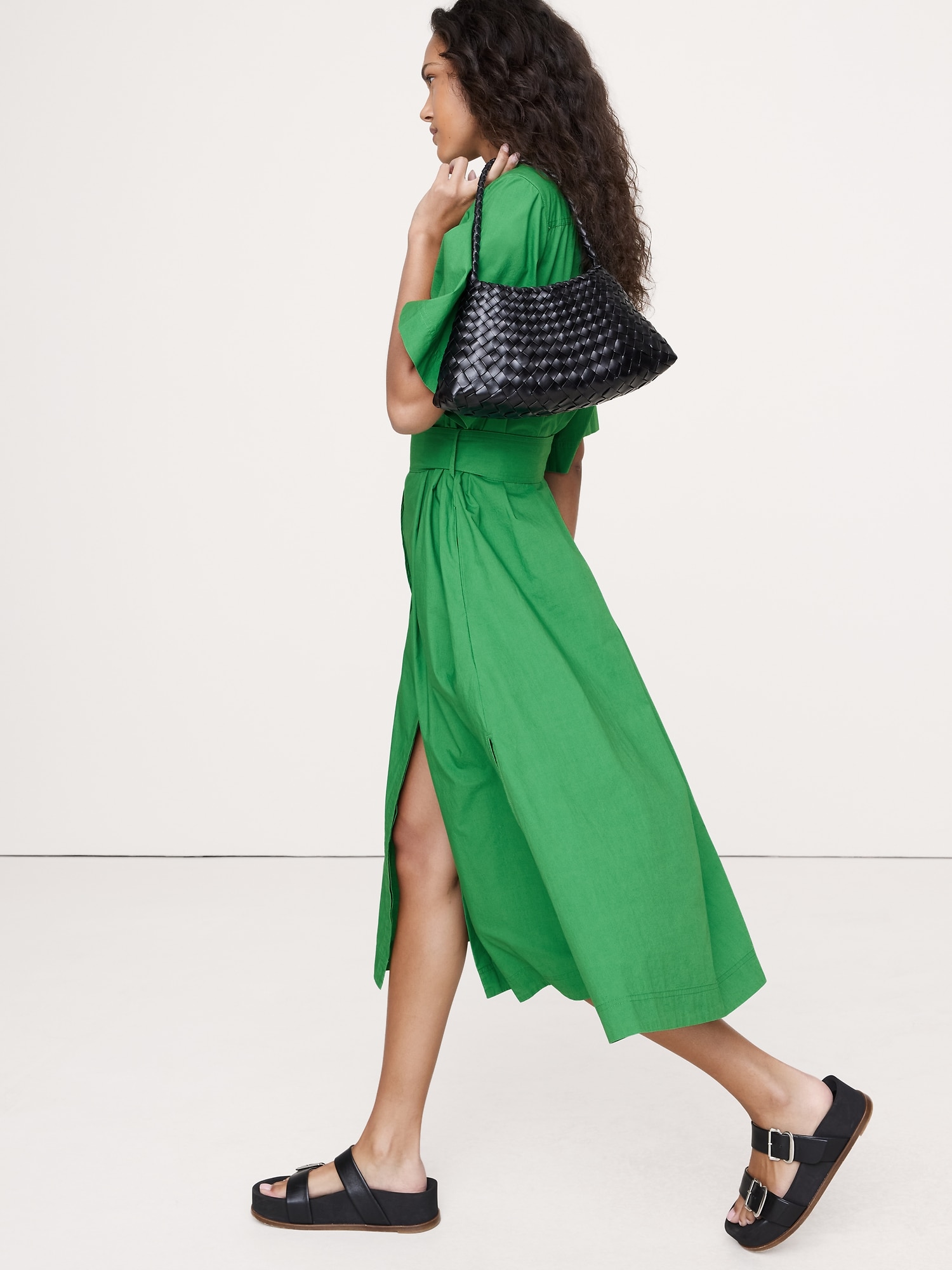 Image number 3 showing, COTTON POPLIN UTILITY SHIRT DRESS