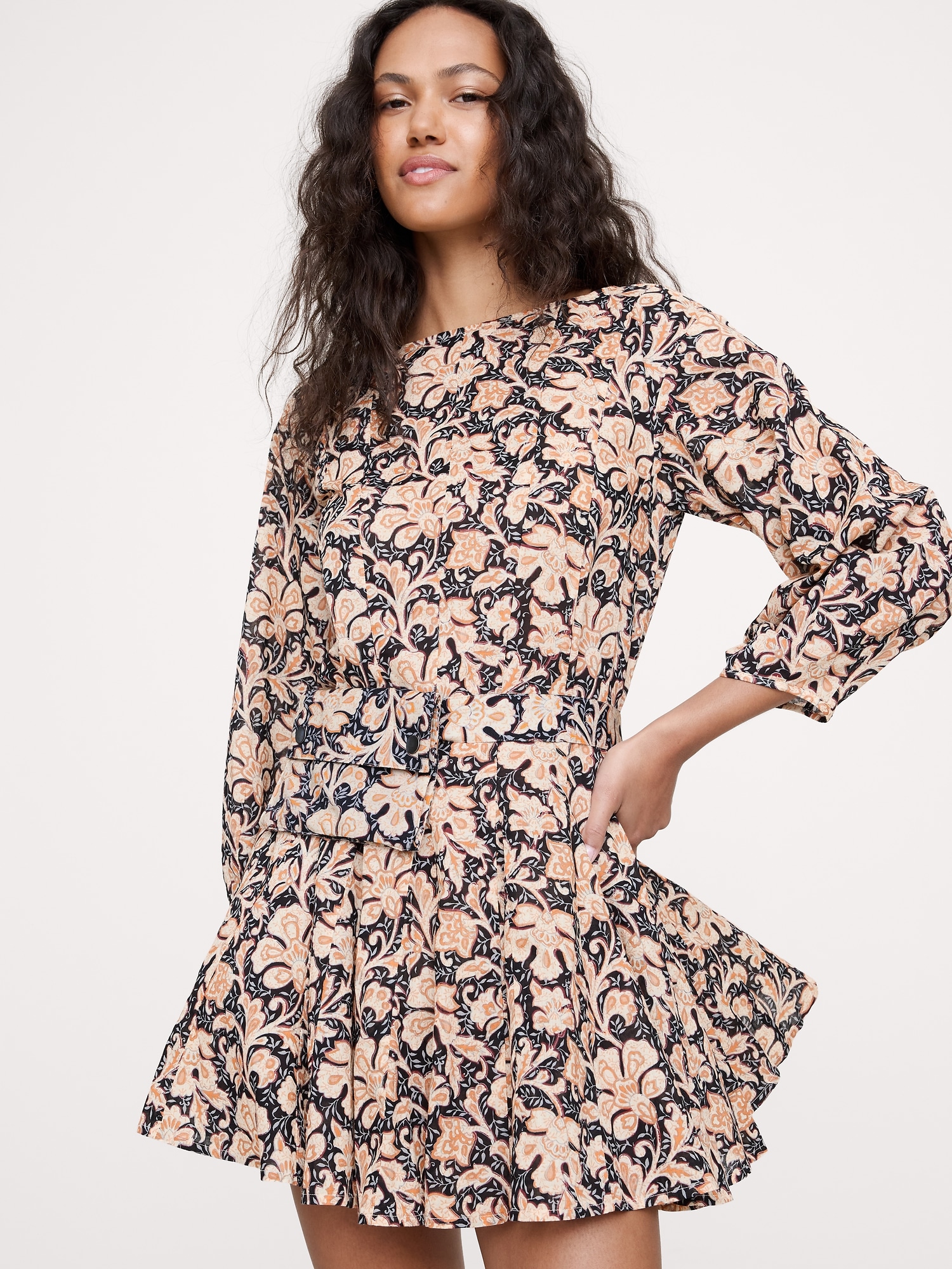 Cotton Mini Dress with Belt Bag